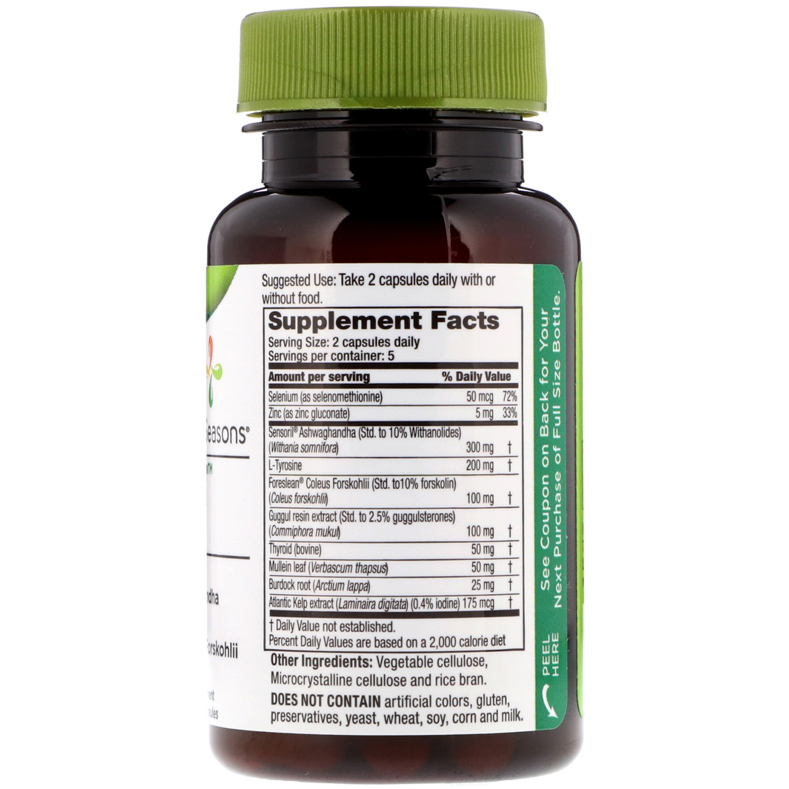 LifeSeasons, Thyro-T Thyroid Support, 10 Vegetarian Capsules - Imagem 2