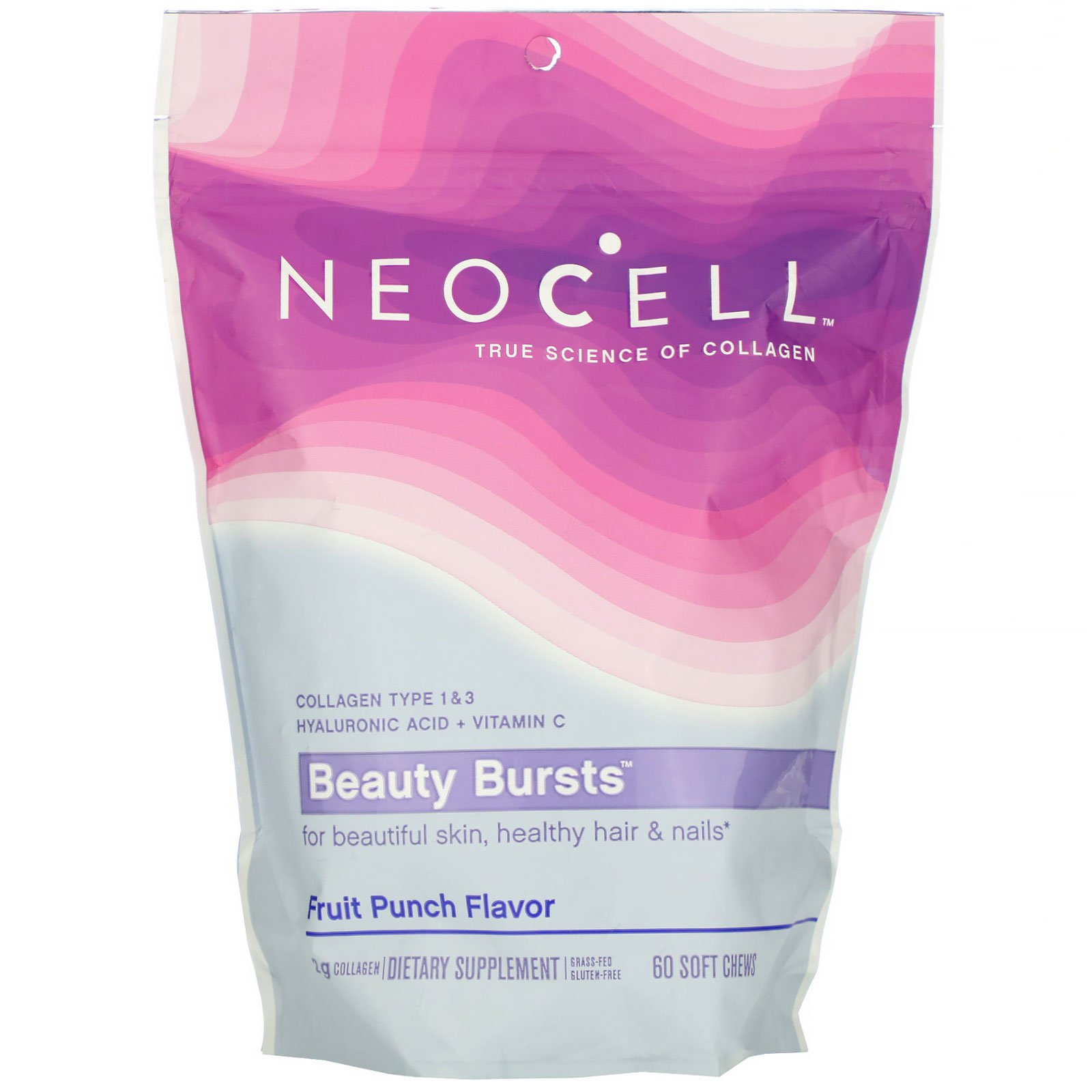 Neocell, Beauty Bursts, Sabor de Ponche de Frutas, 2 g, 60 Gomas Mastigáveis