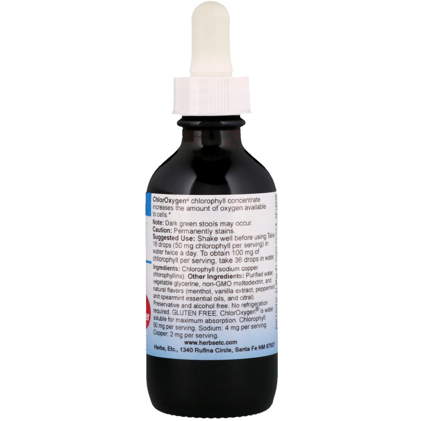 Herbs Etc., ChlorOxygen, Concentrado de Clorofila, Sem Álcool, Sabor de Menta, 2 fl oz (59 ml) - Imagem 2