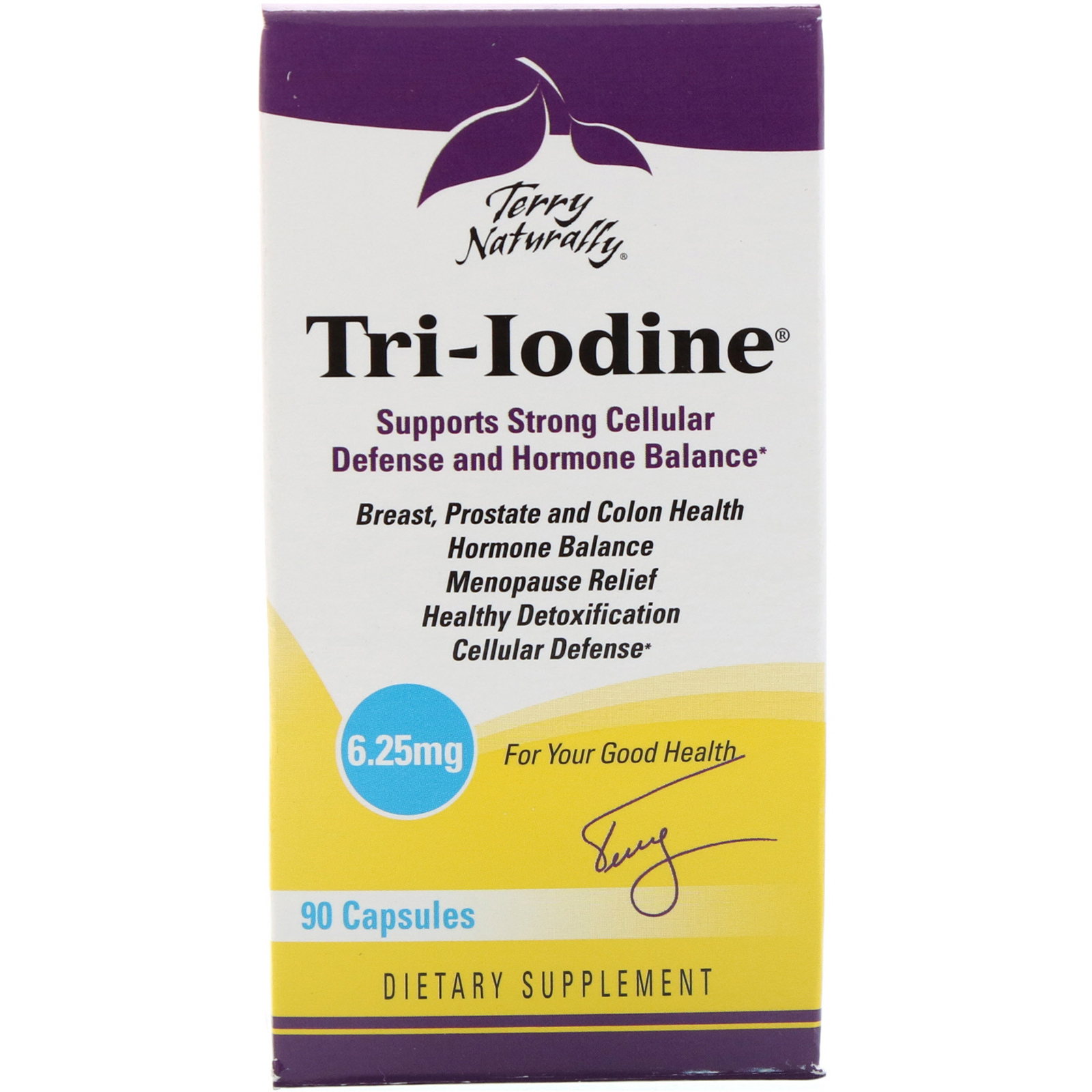 EuroPharma, Terry Naturally, Tri-iodotironina, 6,25 mg, 90 Cápsulas