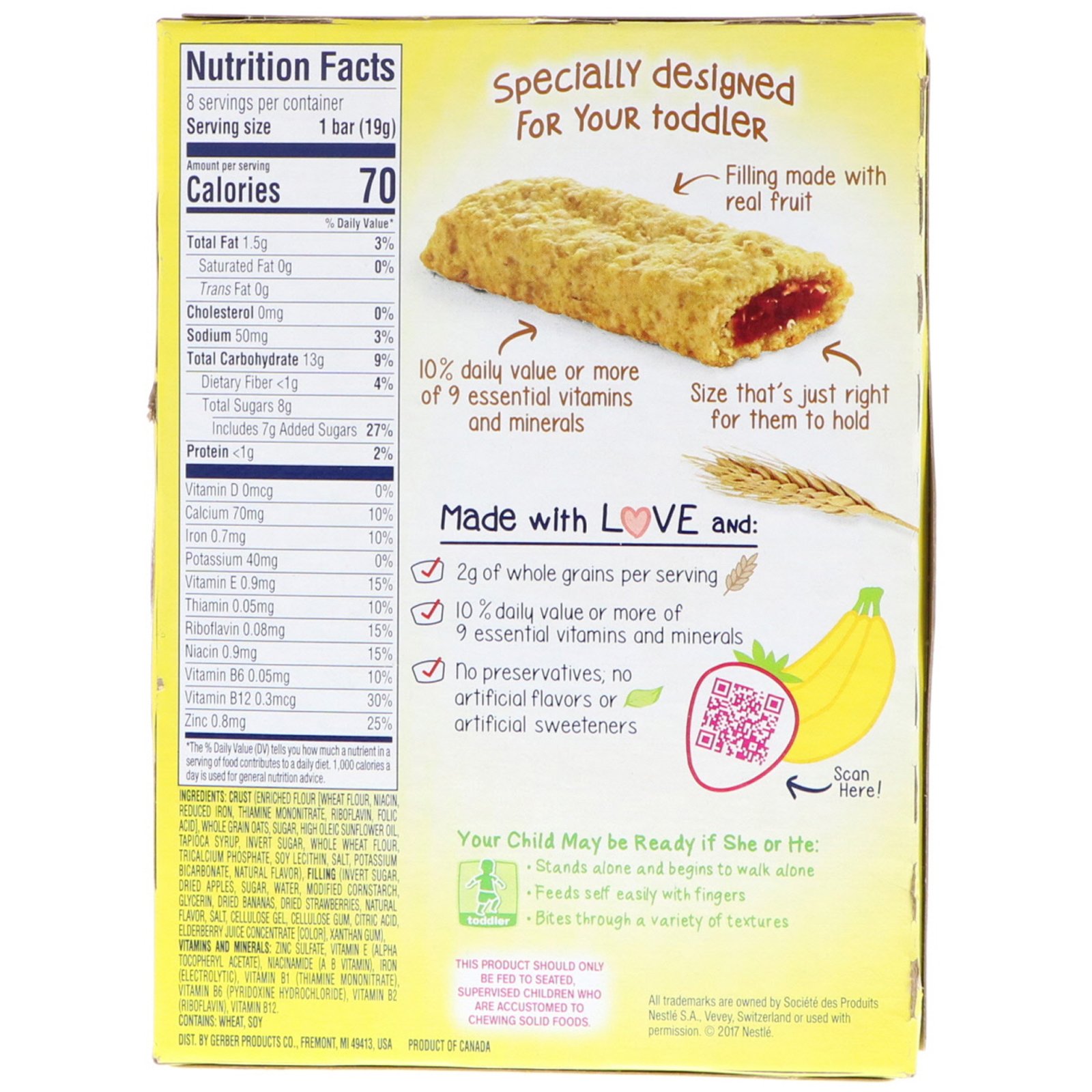 Gerber, Cereal Bars, Strawberry Banana, 8 Bars, 5.5 oz (156 g) - Imagem 2