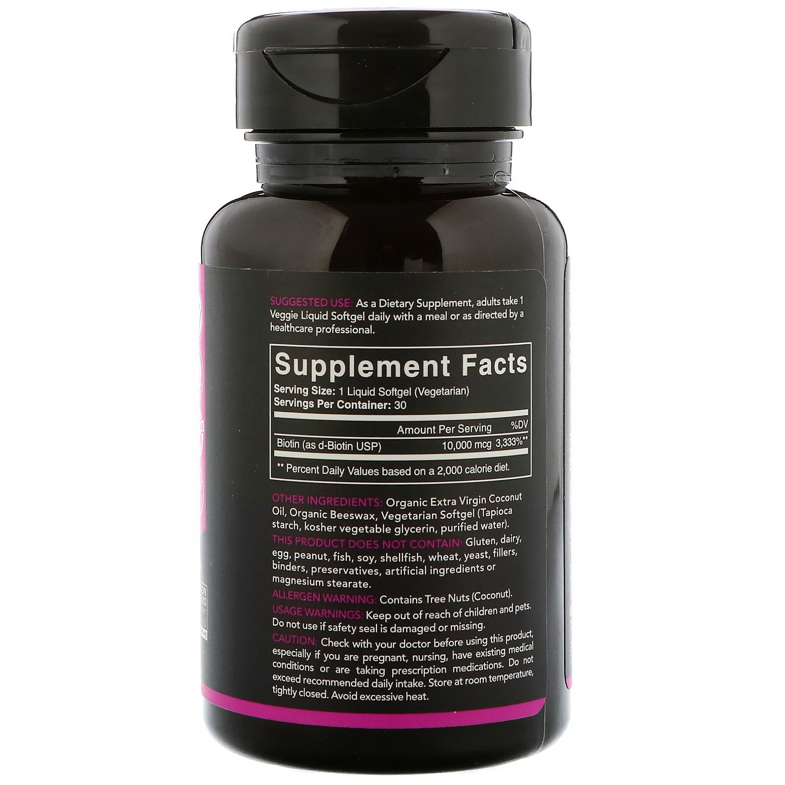 Sports Research, Biotina com Óleo de Coco, 10.000 mcg, 30 Cápsulas Gelatinosas Vegetais - Imagem 2
