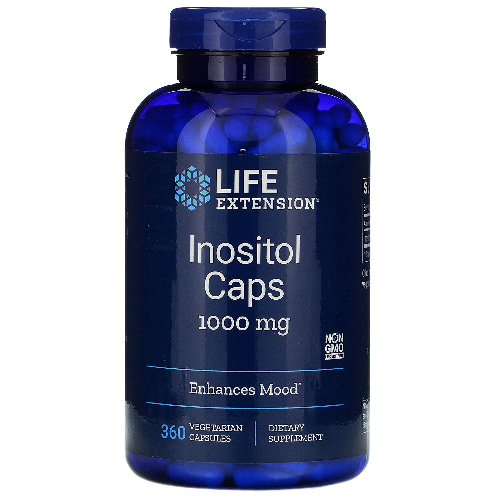 Life Extension, Cápsulas de Inositol, 1000 mg, 360 Cápsulas Vegetais