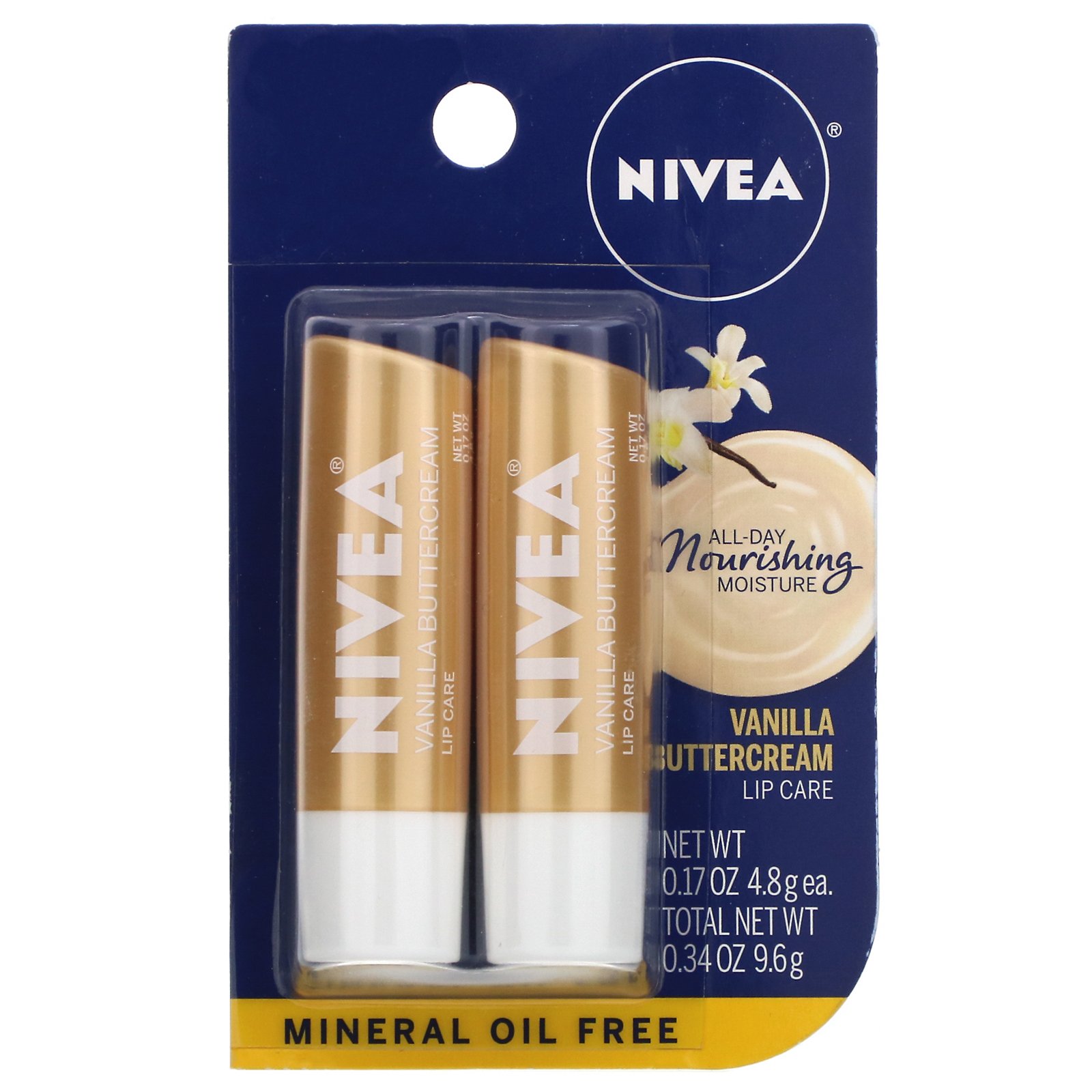 Nivea, Lip Care, Vanilla Buttercream, 2 Pack, 0.17 oz (4.8 g) Each - Imagem 2
