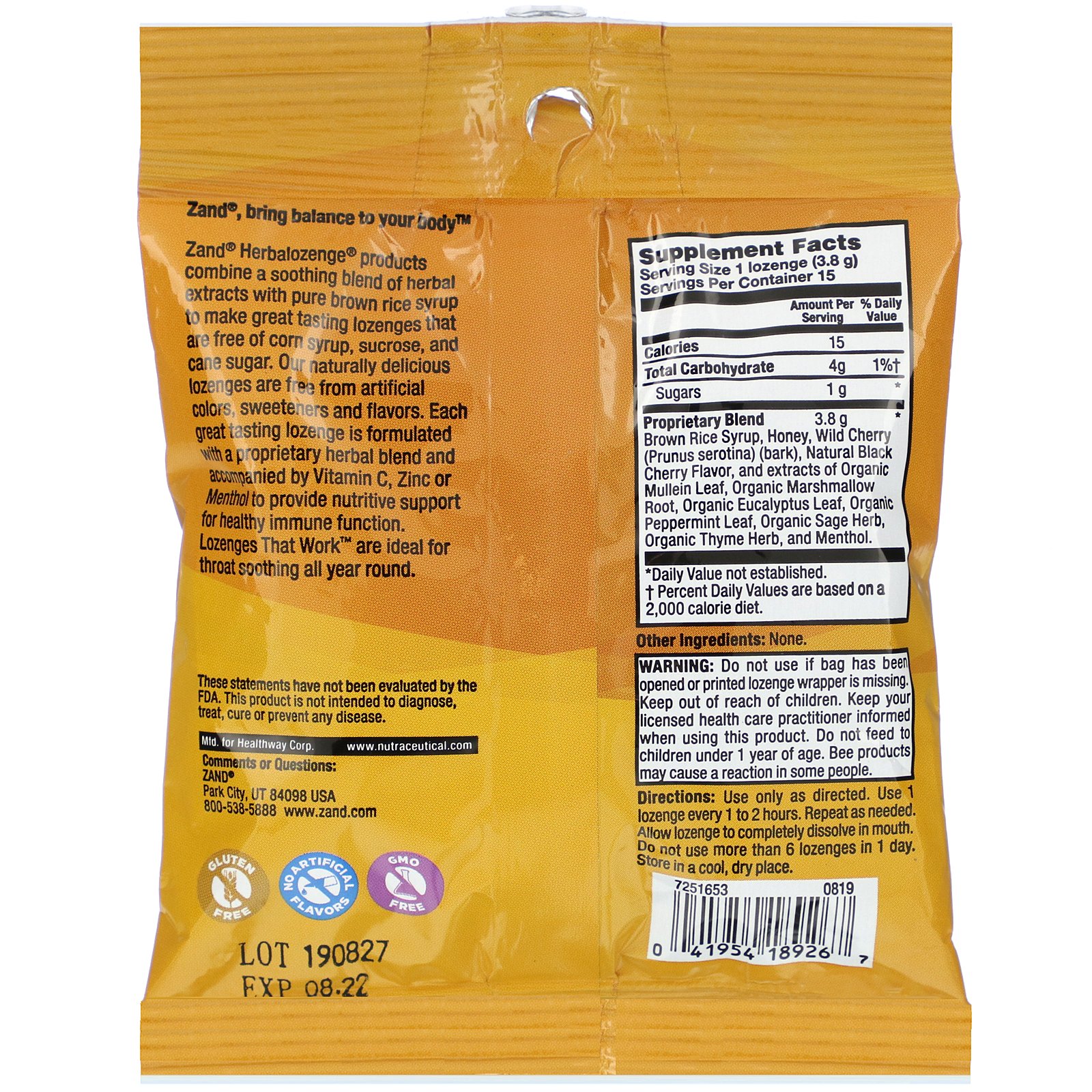 Zand, Wild Cherry, Honey Soother, 15 Throat Lozenges - Imagem 2