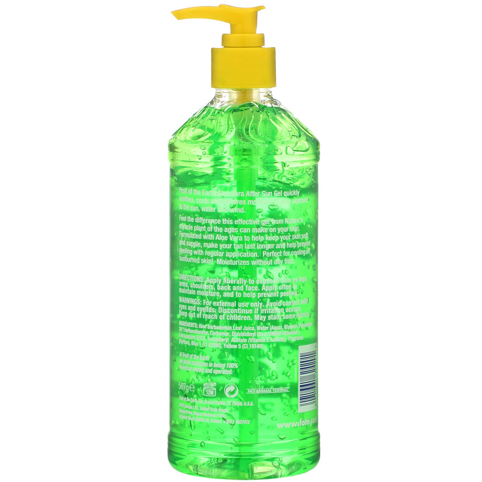 Fruit of the Earth, Aloe Vera, After Sun Gel, 20 oz (567 g) - Imagem 2