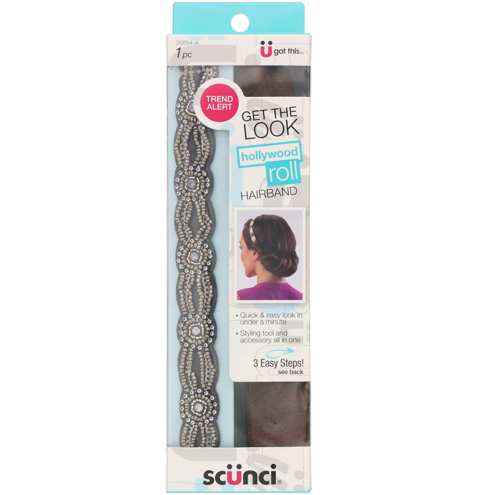 Scunci, Tiara Hollywood Roll para penteado, 1 peça