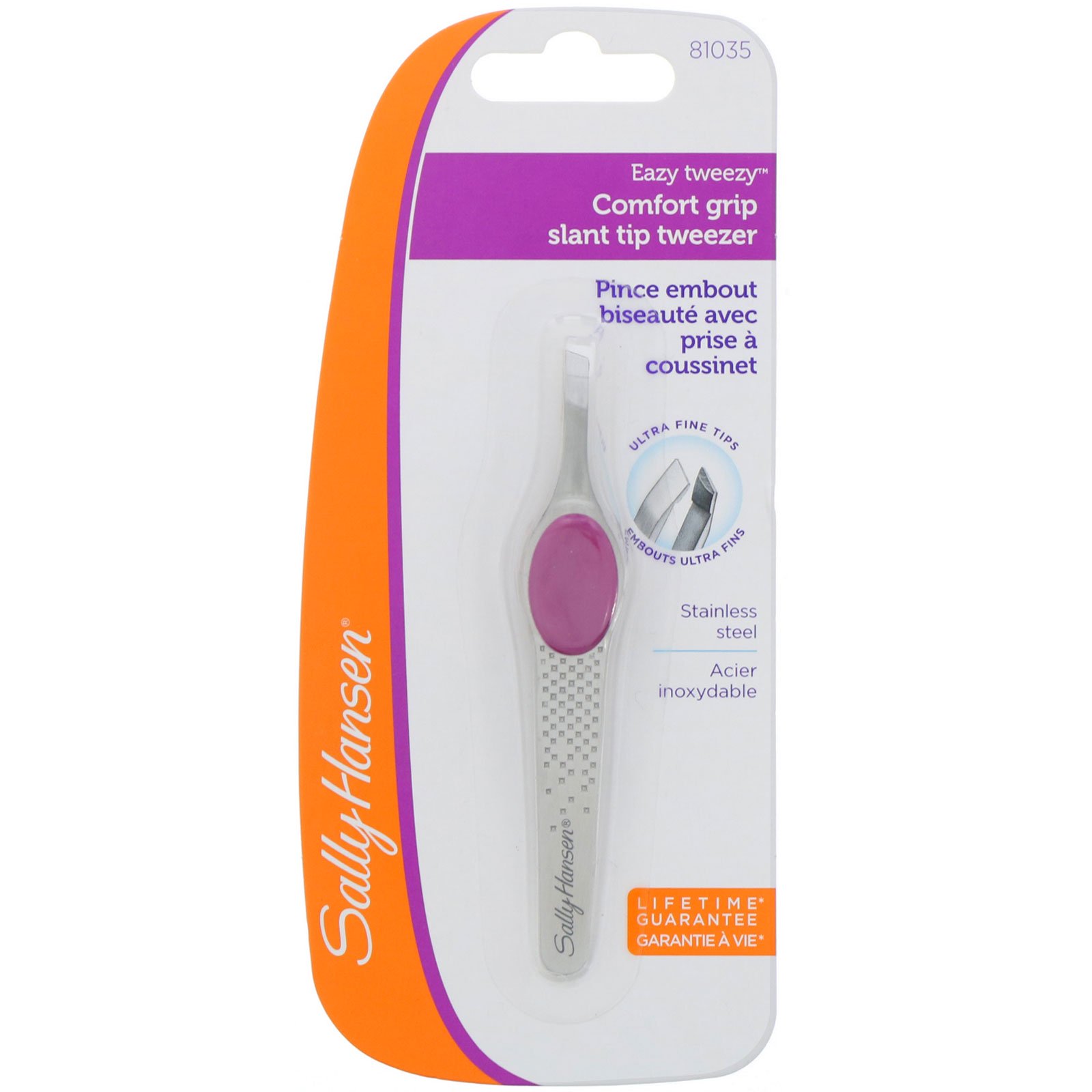 Sally Hansen, Easy Tweezy, Pinça com ponta inclinada com almofada, 1 unidade