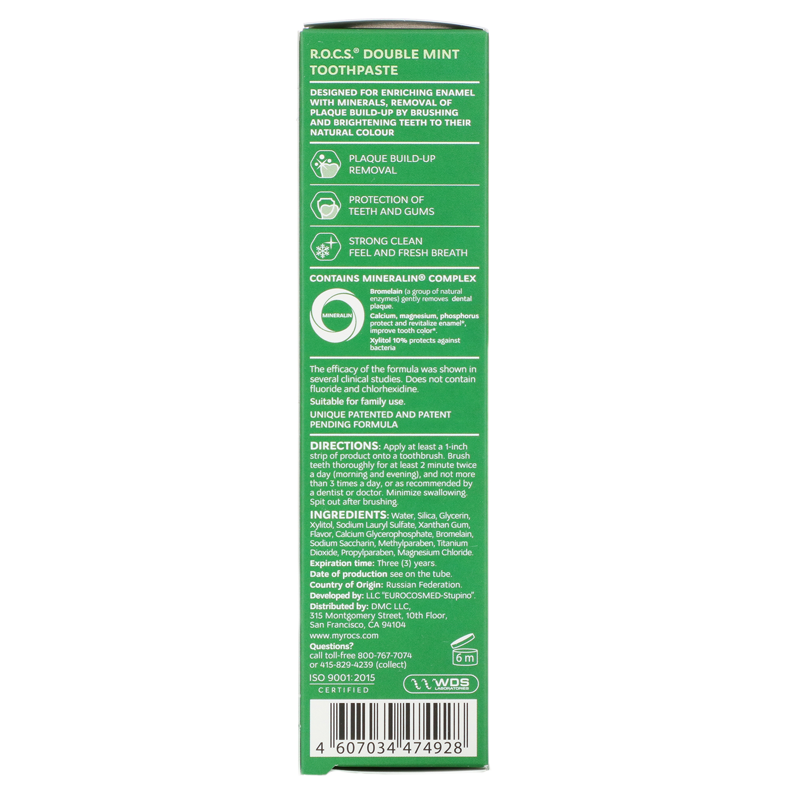 R.O.C.S. , Double Mint Toothpaste, 3.3 oz (94 g) - Imagem 3