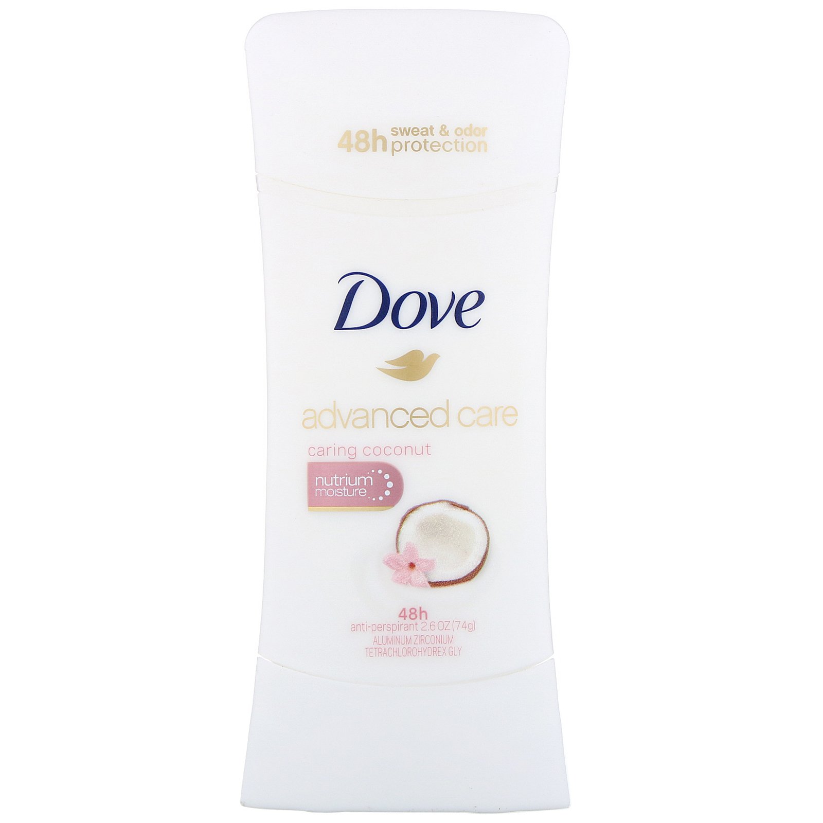 Dove, Advanced Care, desodorante antitranspirante, Caring Coconut, 74 g