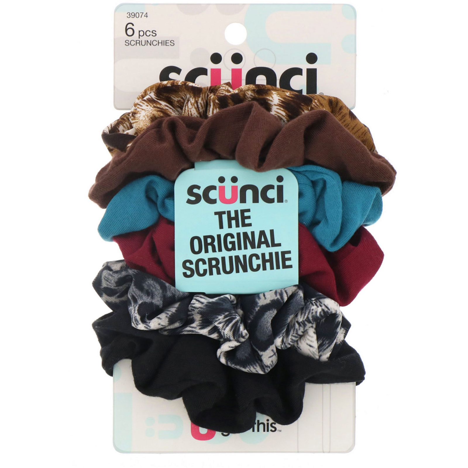 Scunci, Elásticos de cabelo tipo scrunchies originais, 6 peças