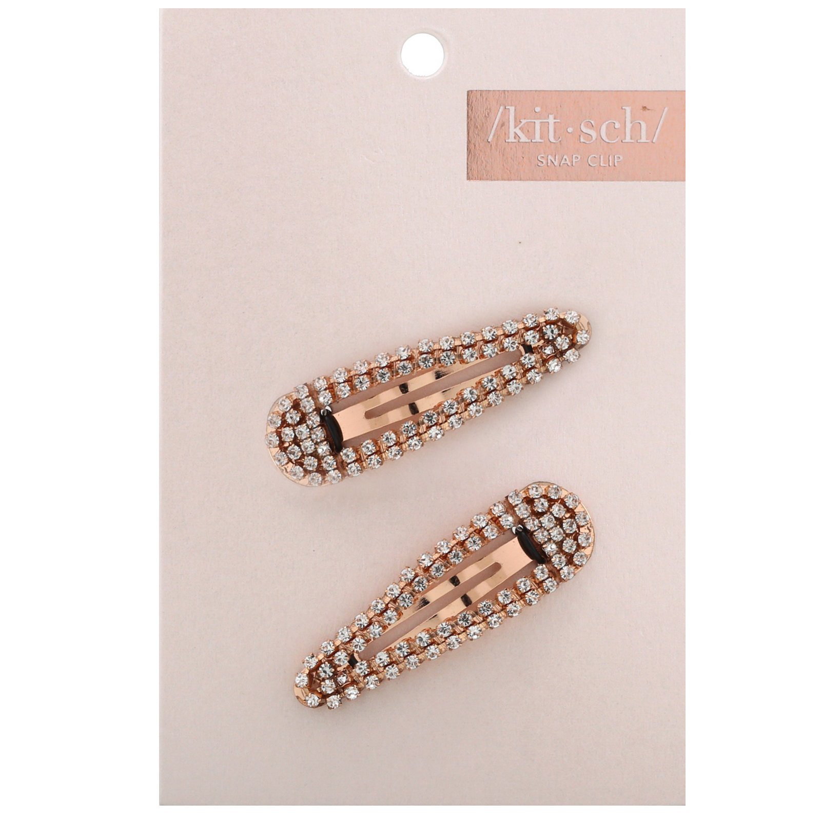 Kitsch, Presilha de Cabelo com Strass, Ouro Rosé, 2 Peças - Imagem 2