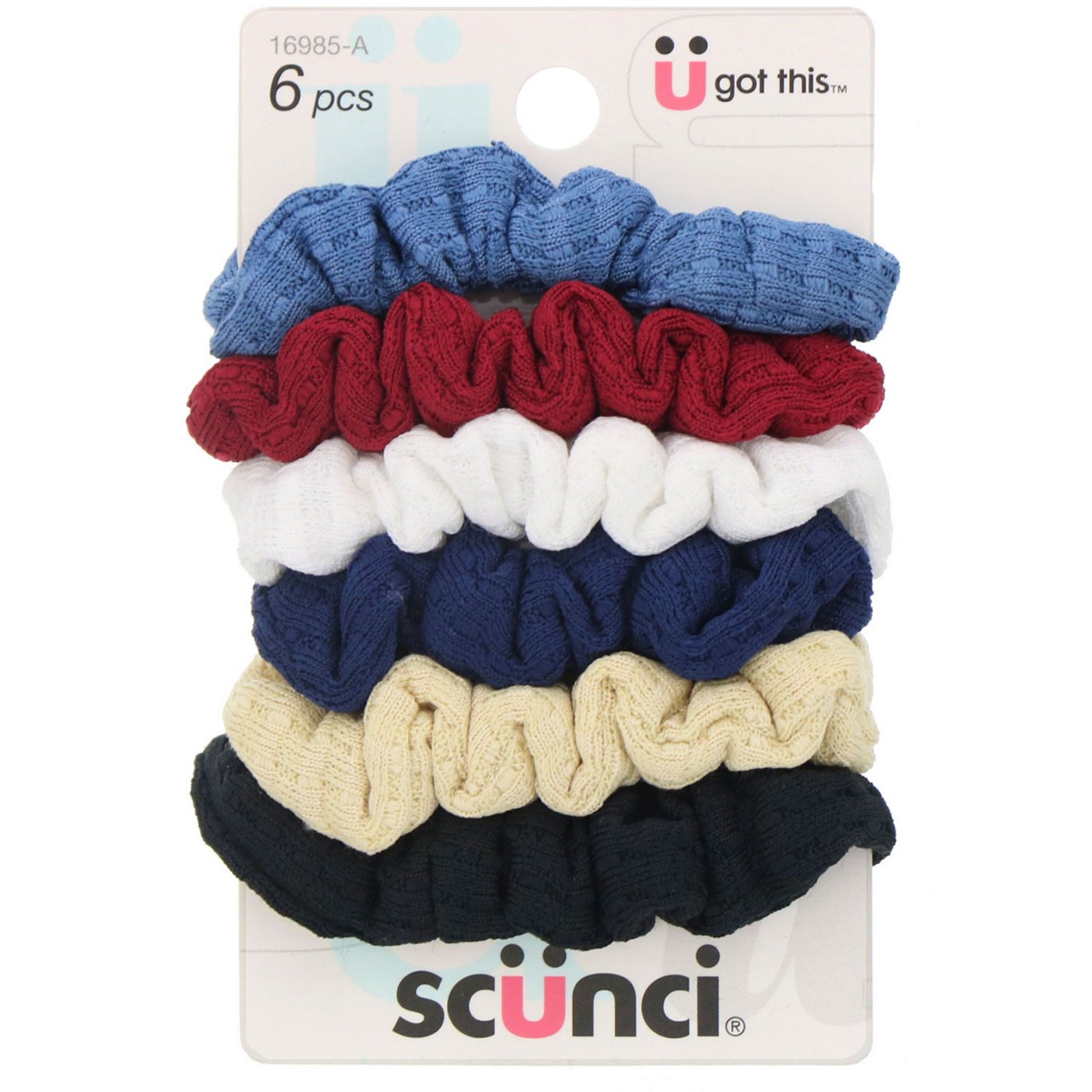 Scunci, Minielástico de cabelo, cores variadas, 6 peças