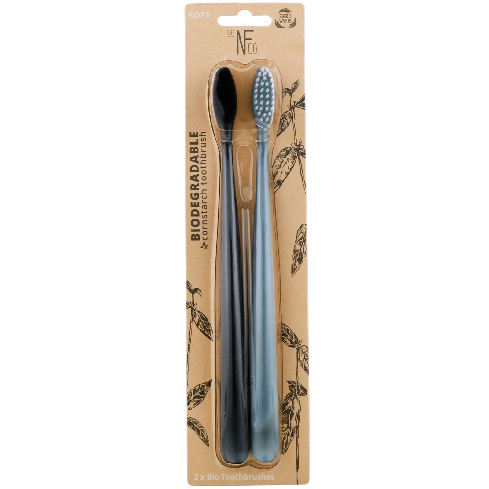 The Natural Family Co., Biodegradable Cornstarch Toothbrush, Soft, 2 Toothbrushes