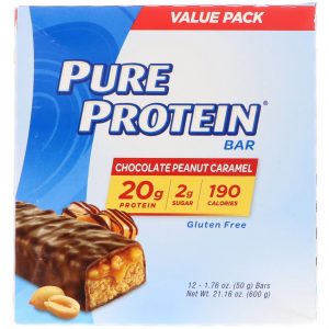 Comprar pure protein, barra de chocolate com amendoim e caramelo, 12 barras, 50 g (1,76 oz) cada preço no brasil barras barras de proteína suplementos de musculação suplemento importado loja 287 online promoção -