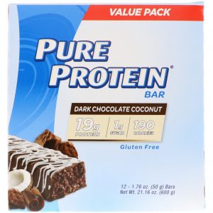 Comprar pure protein, pure protein bar, dark chocolate coconut, 12 bars, 1. 76 oz (50 g) each preço no brasil barras barras de proteína suplementos de musculação suplemento importado loja 149 online promoção -