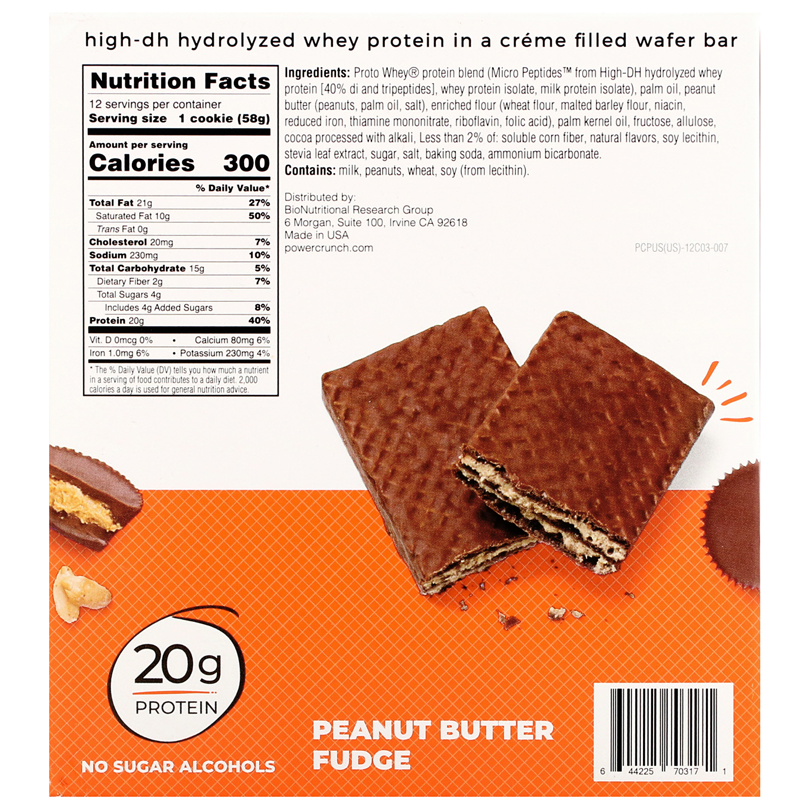 BNRG, Power Crunch Protein Energy Bar, PRO, Peanut Butter Fudge, 12 Bars, 2 oz (58 g) Each - Imagem 3