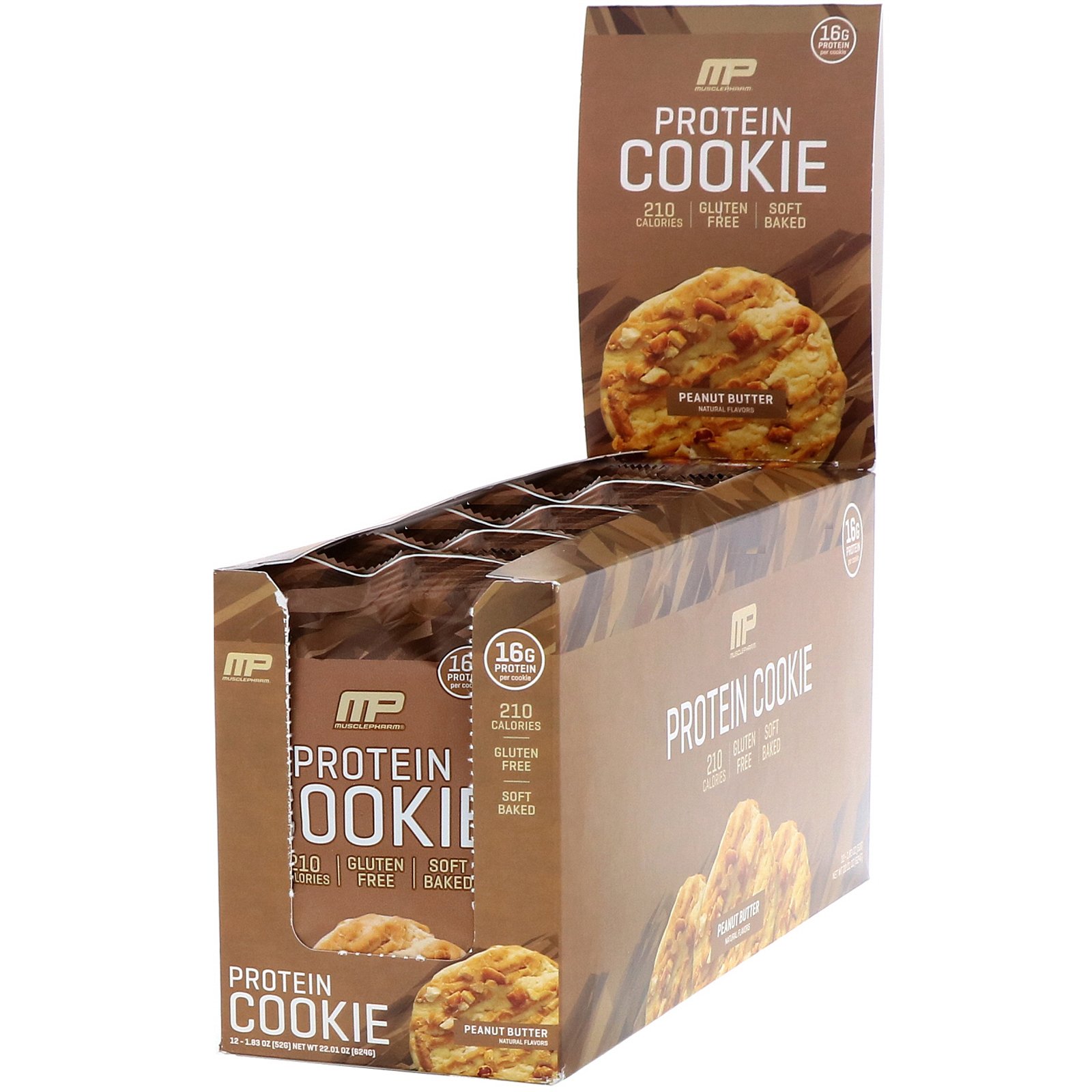 MusclePharm, Biscoitos de Proteína, Manteiga de Amendoim, 12 Biscoitos, 1,83 oz (52 g) Cada