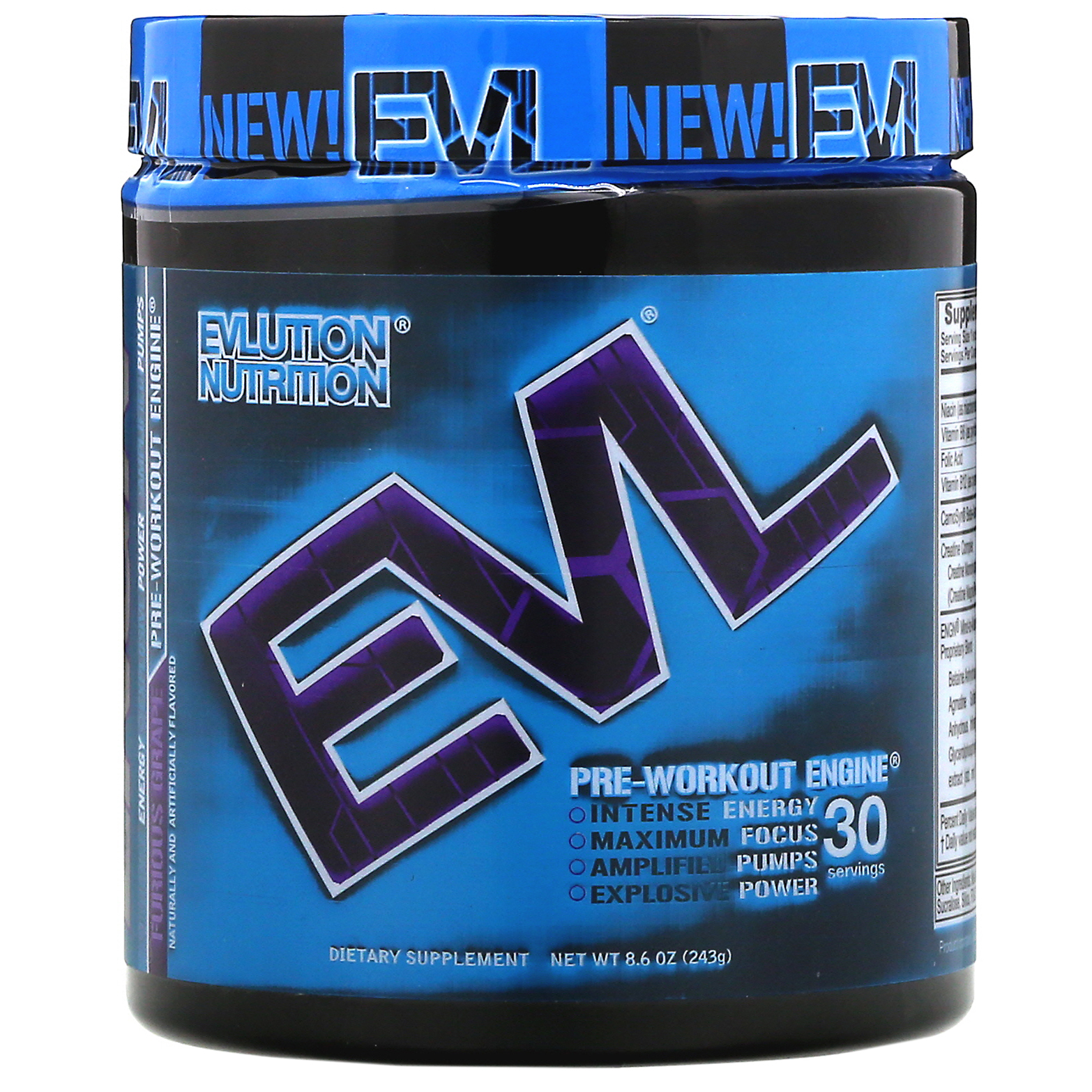 EVLution Nutrition, ENGN, motor pré-treino, uva furiosa, 243 g (8,6 oz)