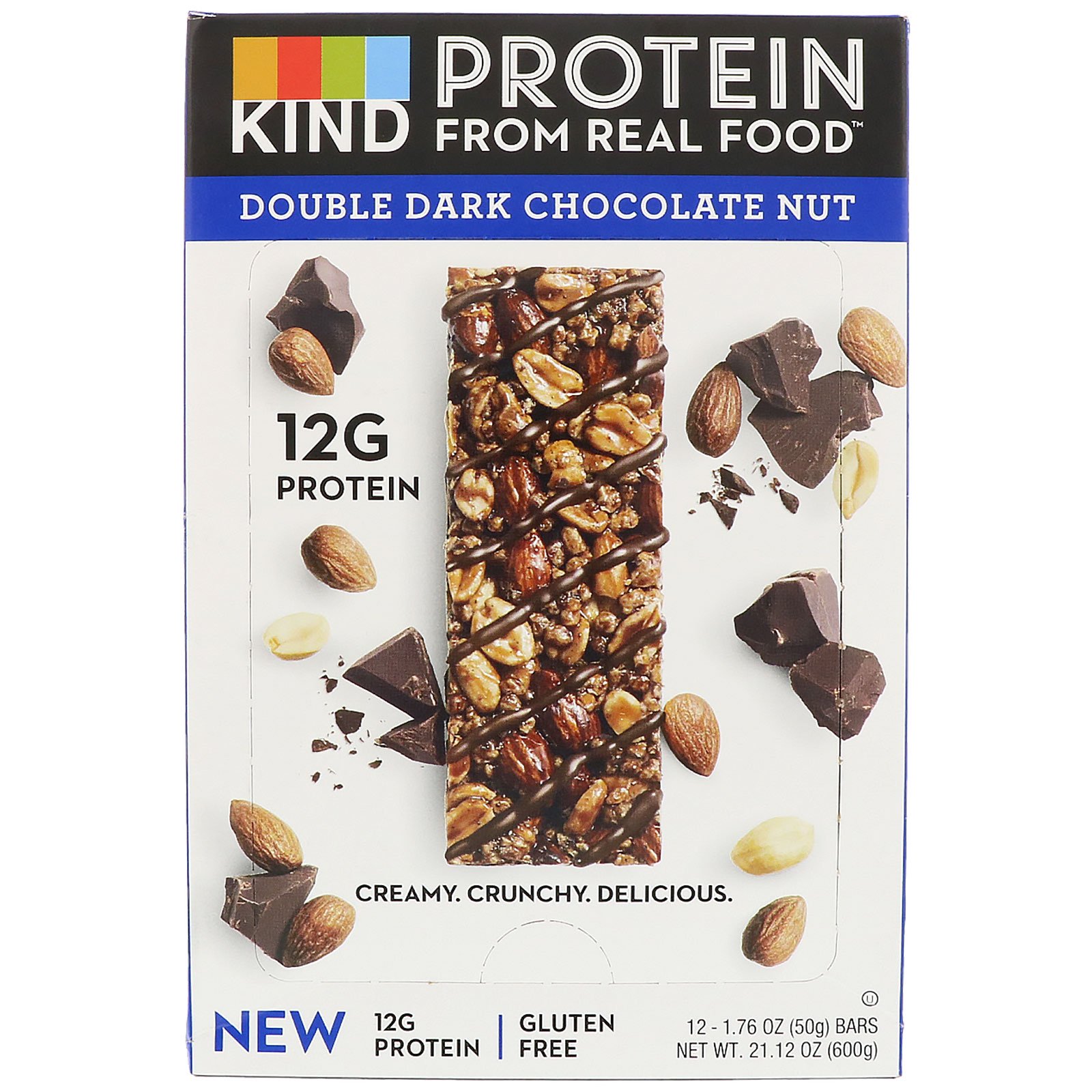 KIND Bars, Barras de Proteínas, Castanha e Chocolate Amargo Duplo, 12 Barras, 1,76 oz (50 g) cada - Imagem 2