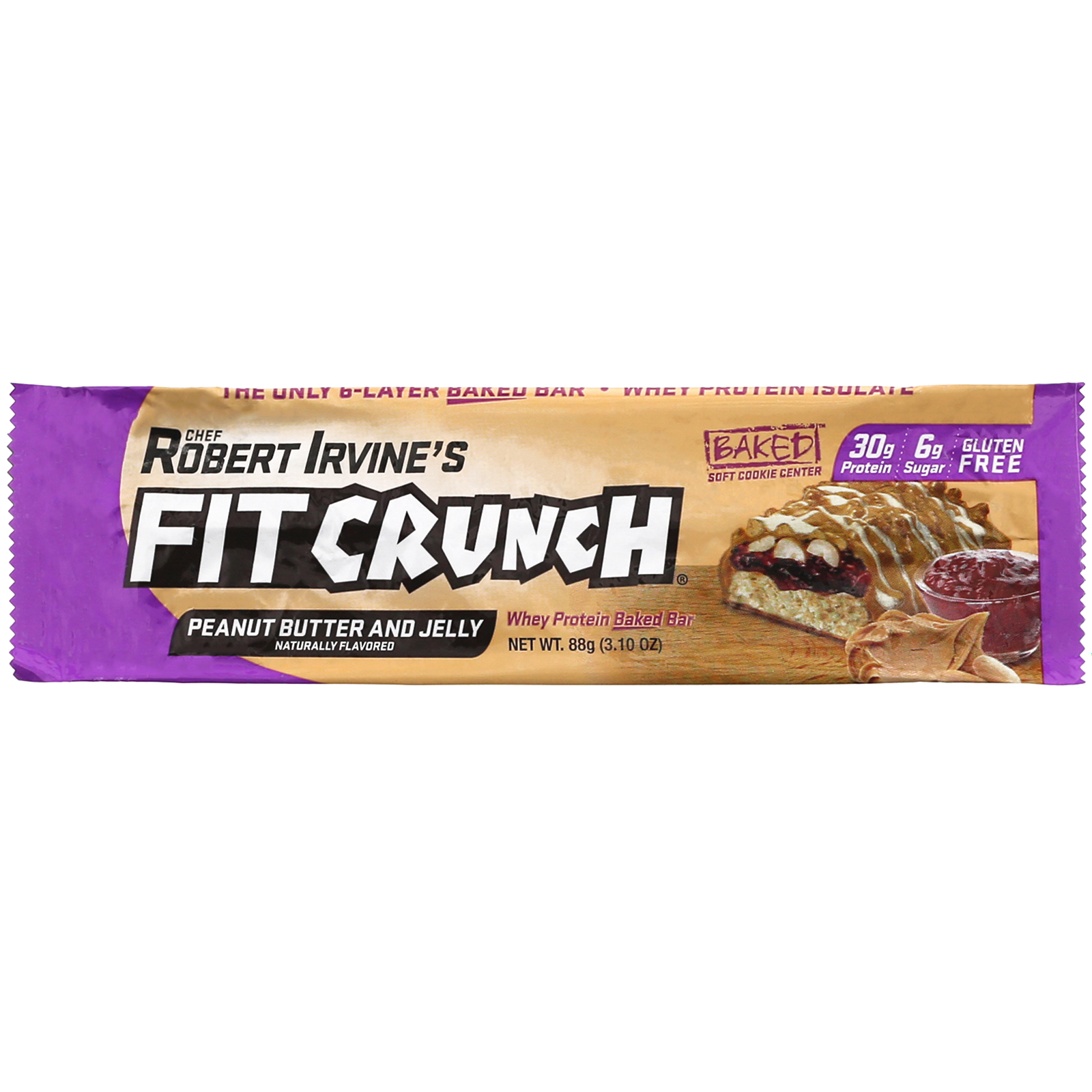 FITCRUNCH, Barra de Proteína do Soro de Leite (Whey), Manteiga de Amendoim e Gelatina, 12 Barras, 88 g (3,10 oz) Cada - Imagem 4