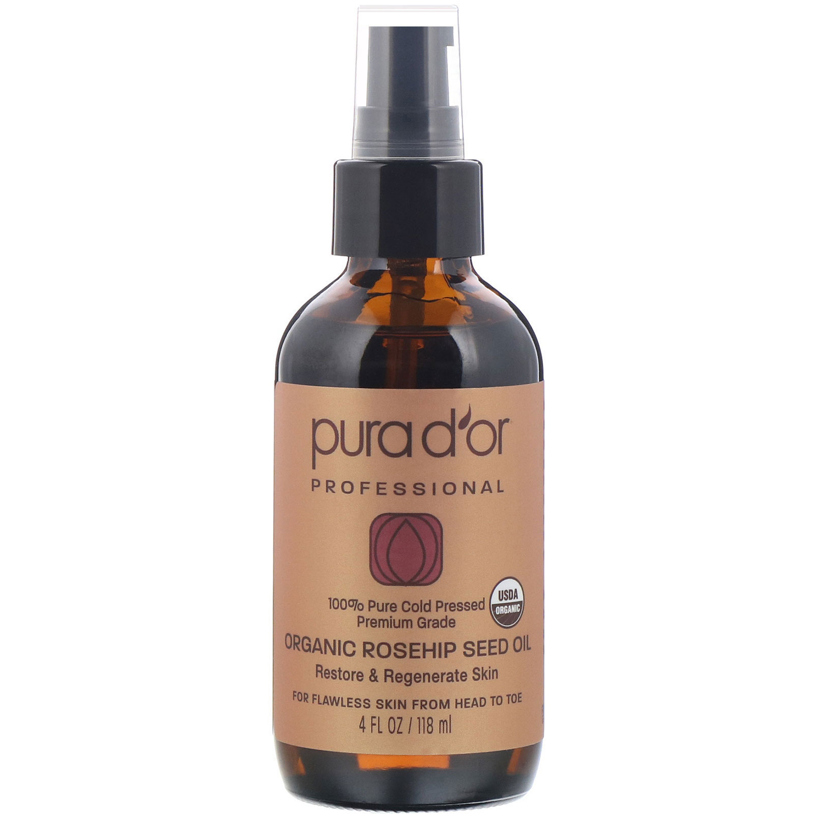 Pura D'or, Professional, Óleo da Semente de Rosa Mosqueta, 118 ml (4 fl oz)