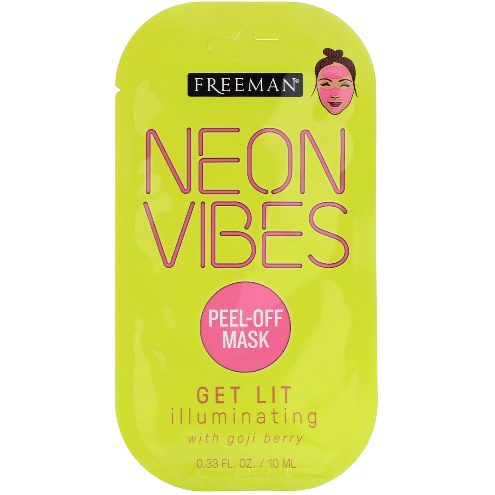 Freeman Beauty, Neon Vibes, Get Lit, máscara iluminadora Peel-Off, 10 ml (0.33 fl oz)