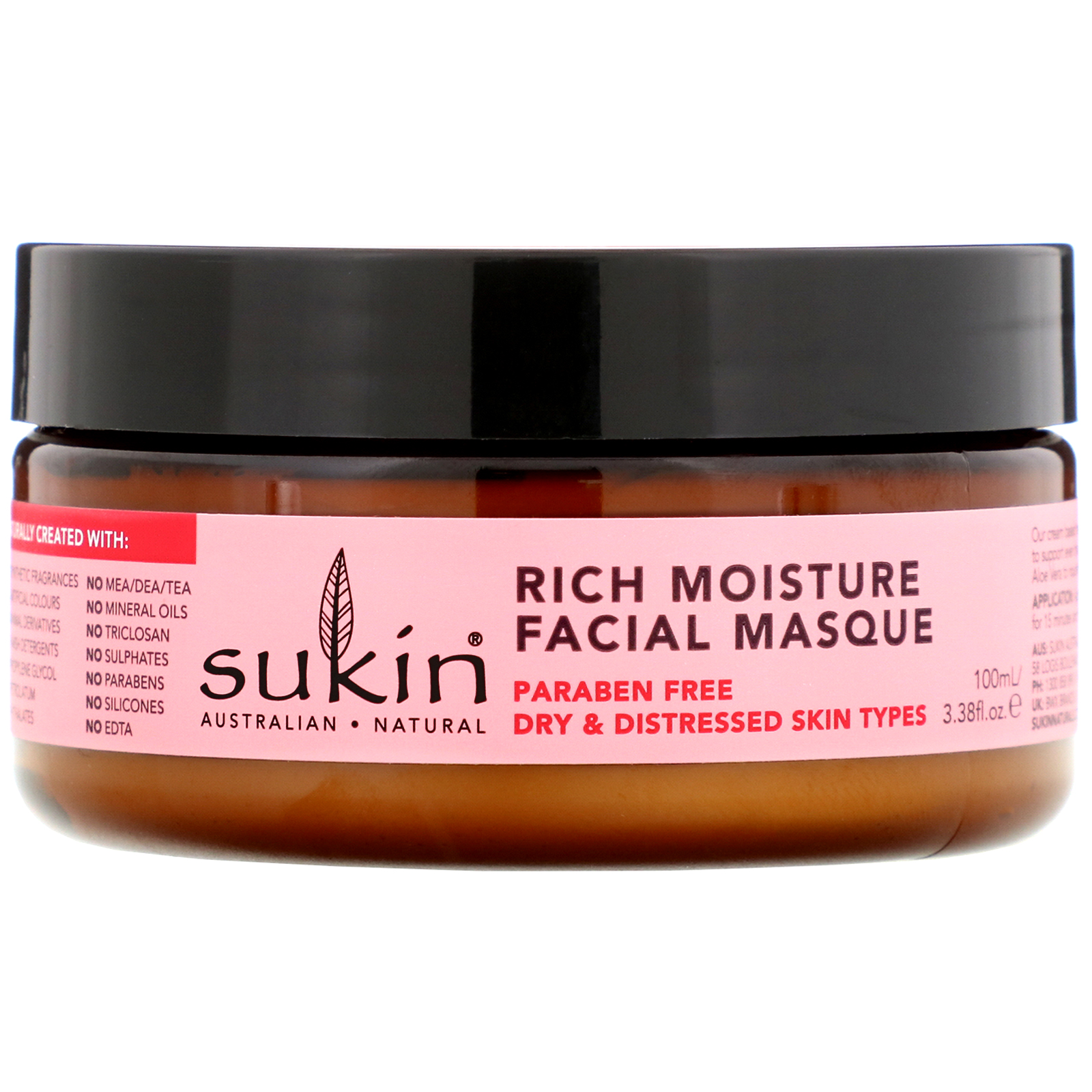 Sukin, Rich Moisture Facial Masque, Rosa Mosqueta, 100 ml (3,38 fl oz)