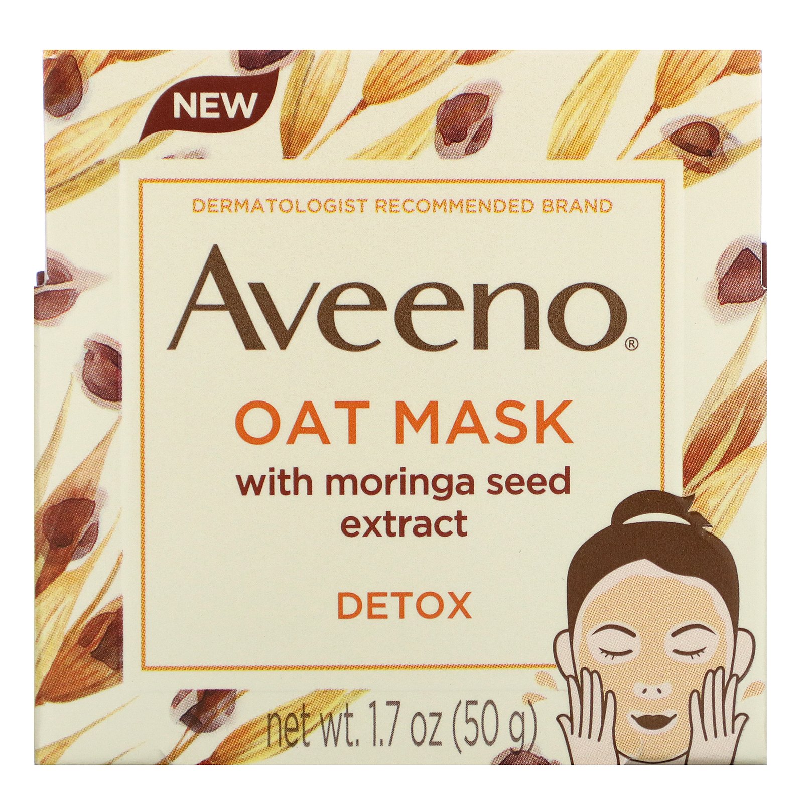 Aveeno, Oat Mask with Moringa Seed Extract, Detox, 1.7 oz (50 g) - Imagem 3