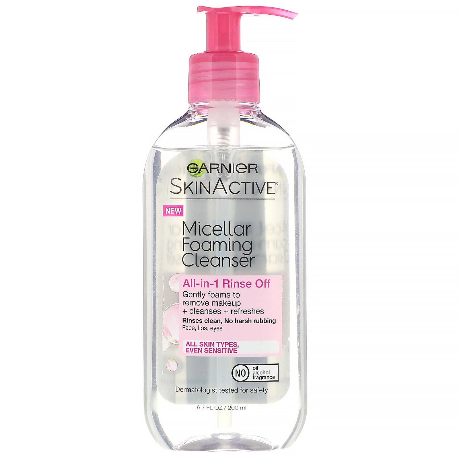 Garnier, SkinActive, Espuma de limpeza micelar, Removedor de maquiagem multifuncional, Todos os tipos de pele, 200 ml