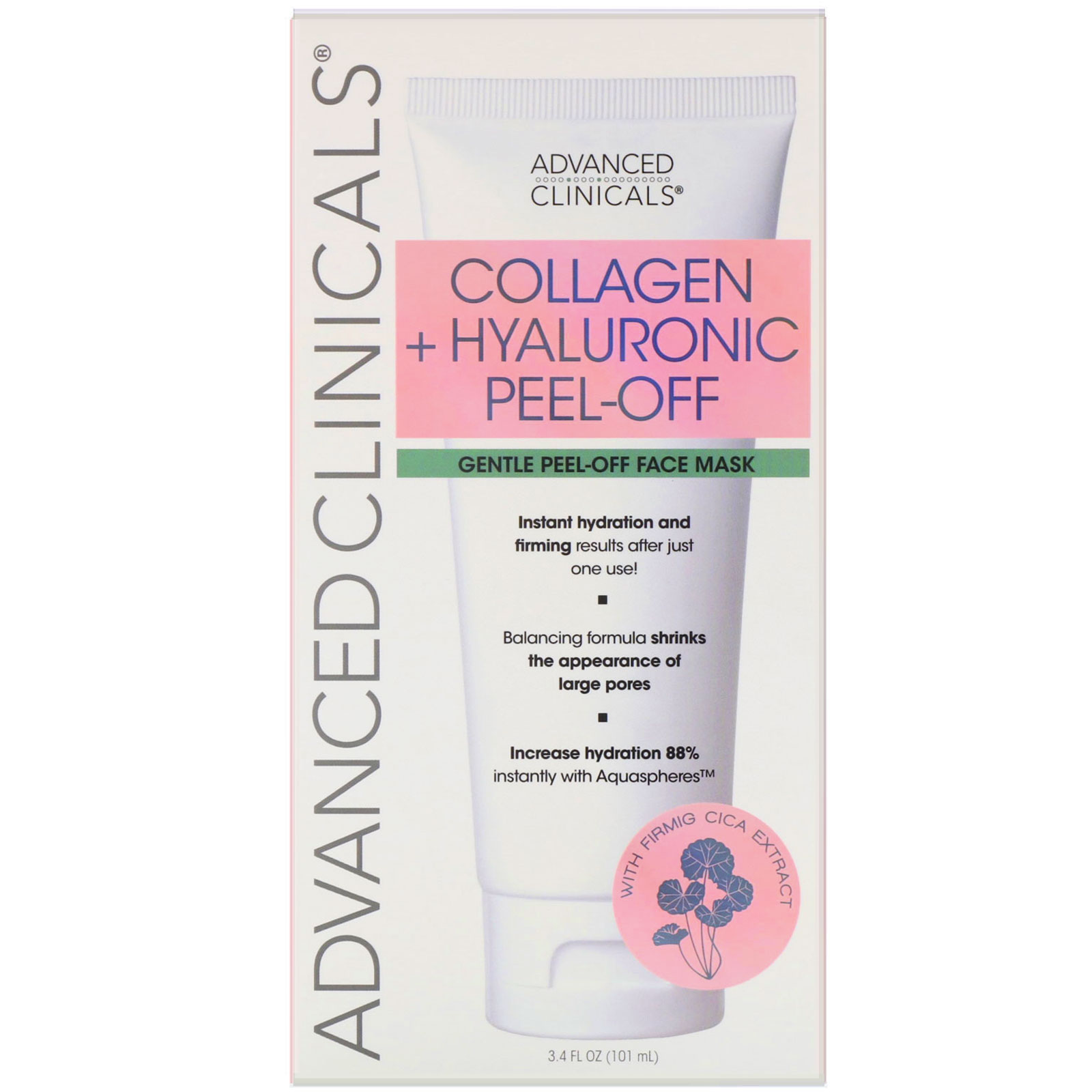 Advanced Clinicals, Collagen + Hyaluronic Peel-Off, Gentle Peel-Off Face Mask, 3.4 fl oz (101 ml) - Imagem 2
