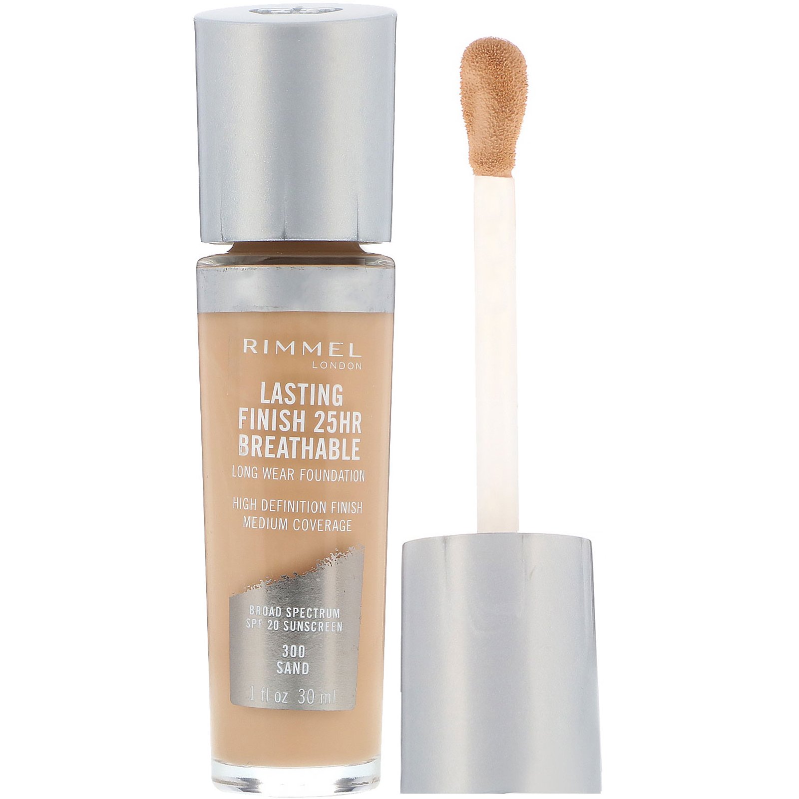 Rimmel London, Base de uso prolongado respirável Lasting Finish 25H, 300 Sand, 30 ml