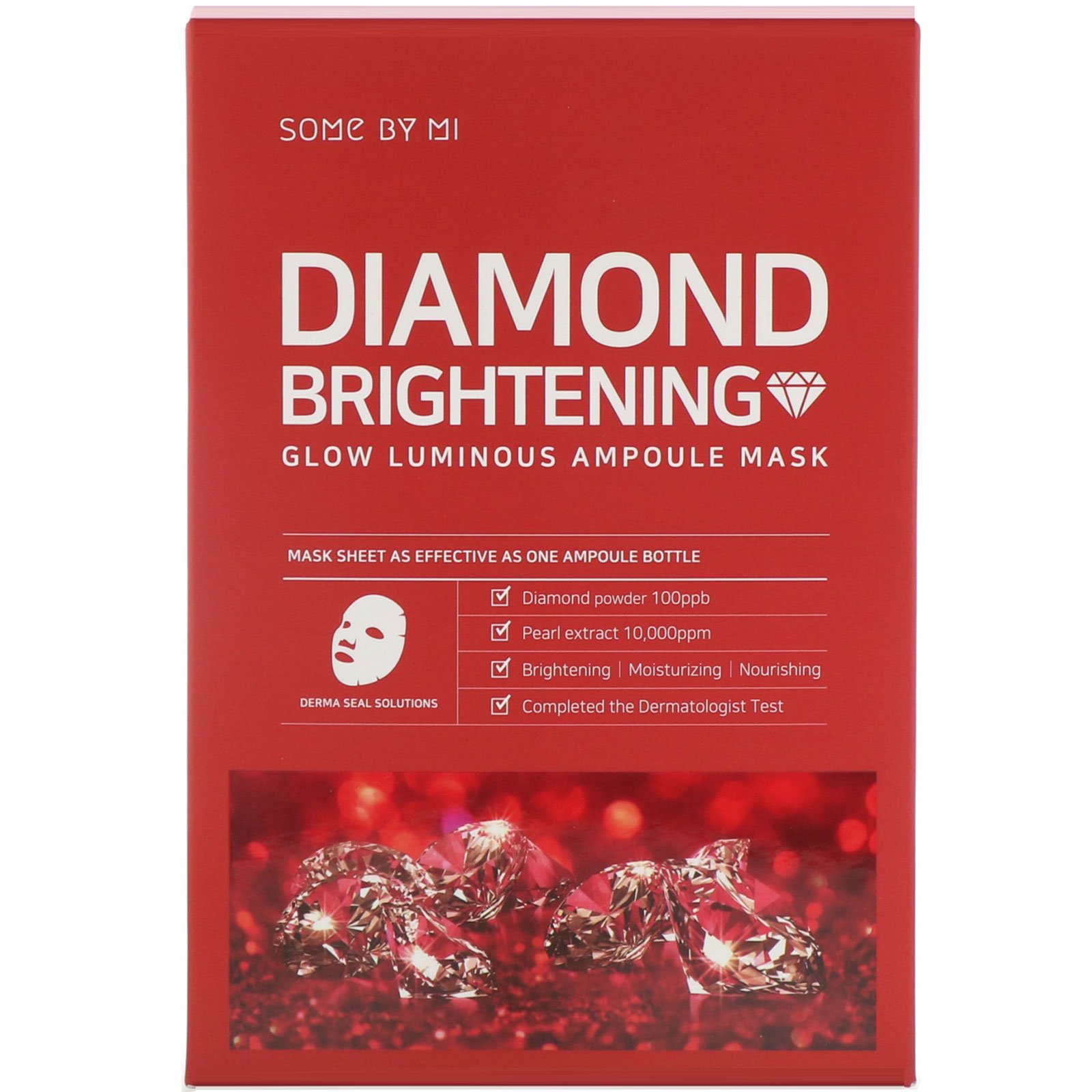 Some By Mi, Glow Luminous Ampoule Mask, Diamond Brightening, 10 Sheets, 25 Each - Imagem 2