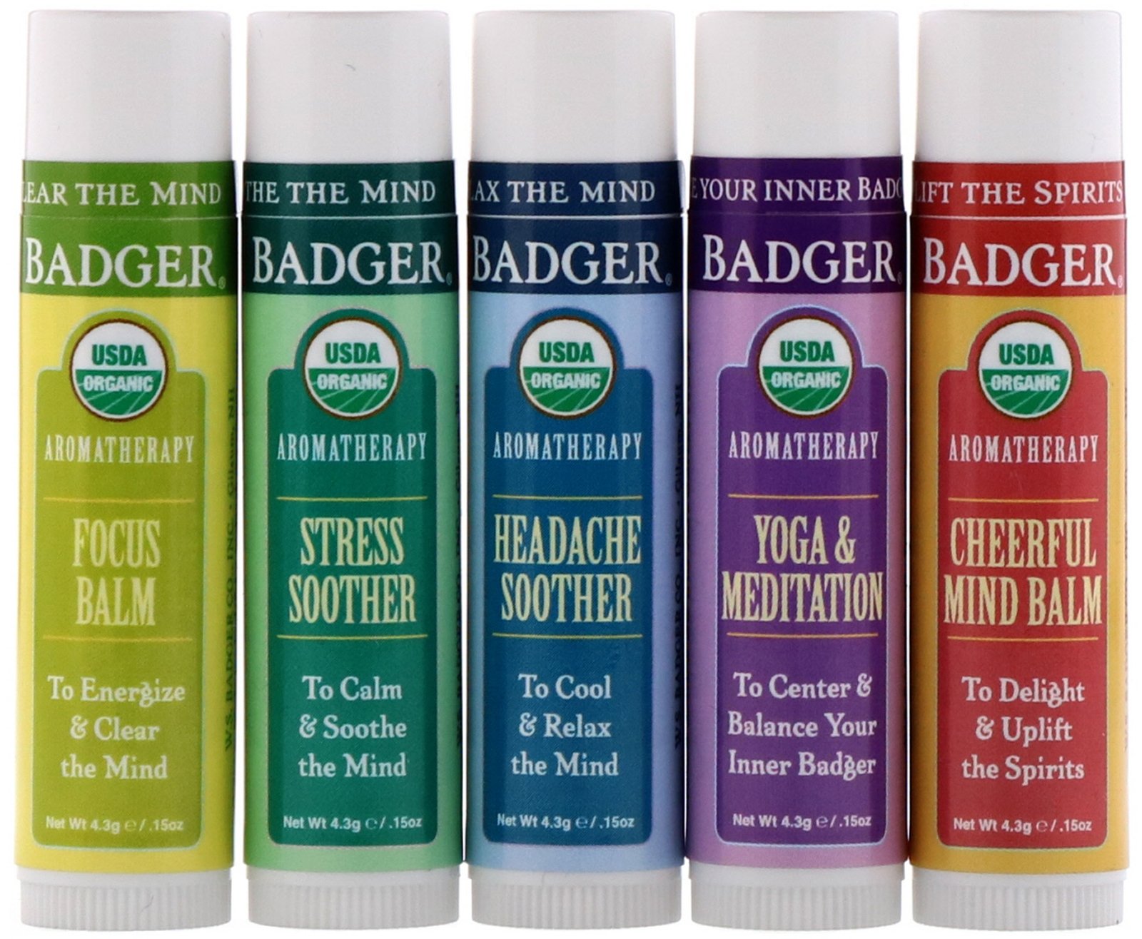 Badger Company, Aromatherapy Travel Kit, 5 Pack, .15 oz (4.3 g) Each - Imagem 2