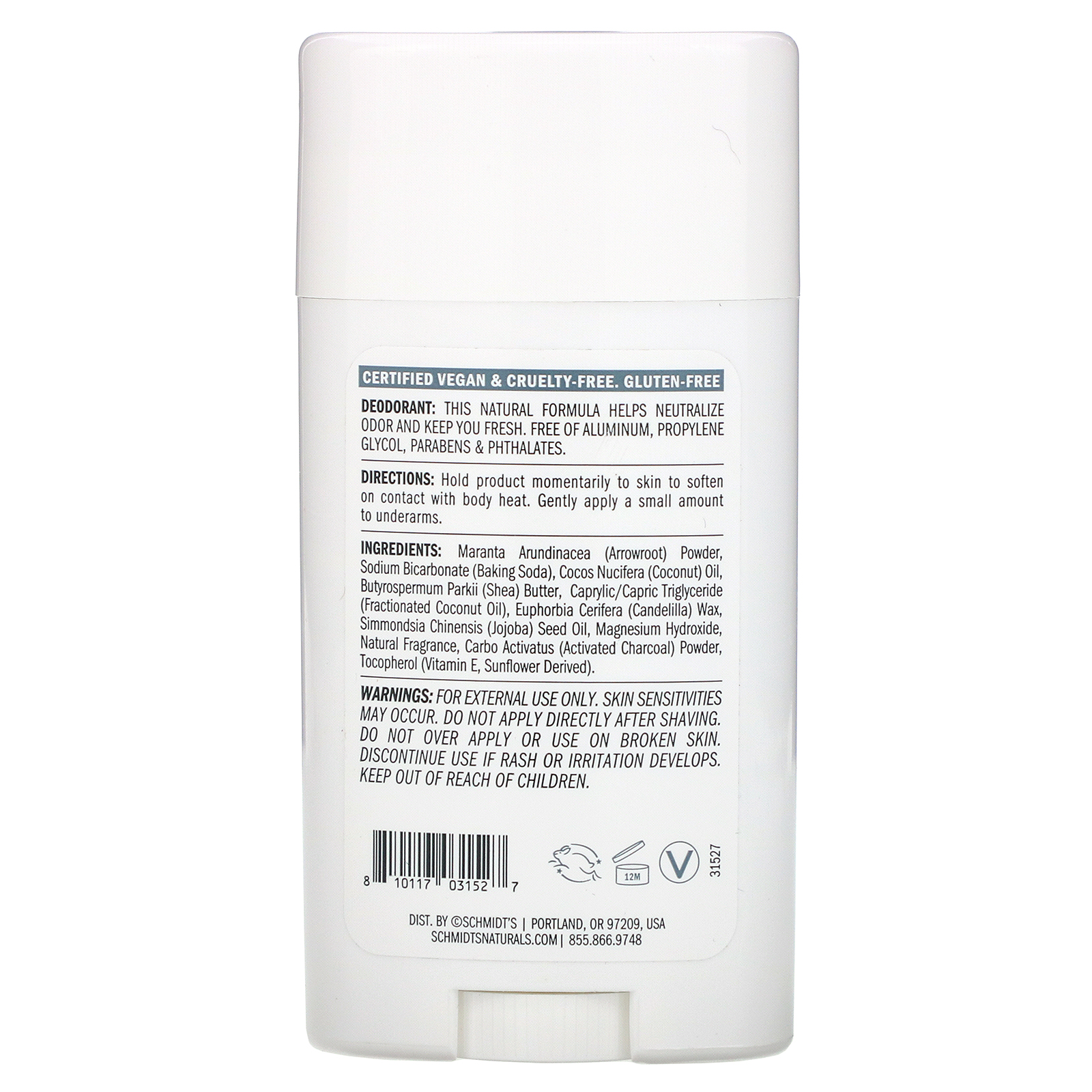 Schmidt's Naturals, Natural Deodorant, Water + Wood with Charcoal, 2.65 oz (75 g) - Imagem 2