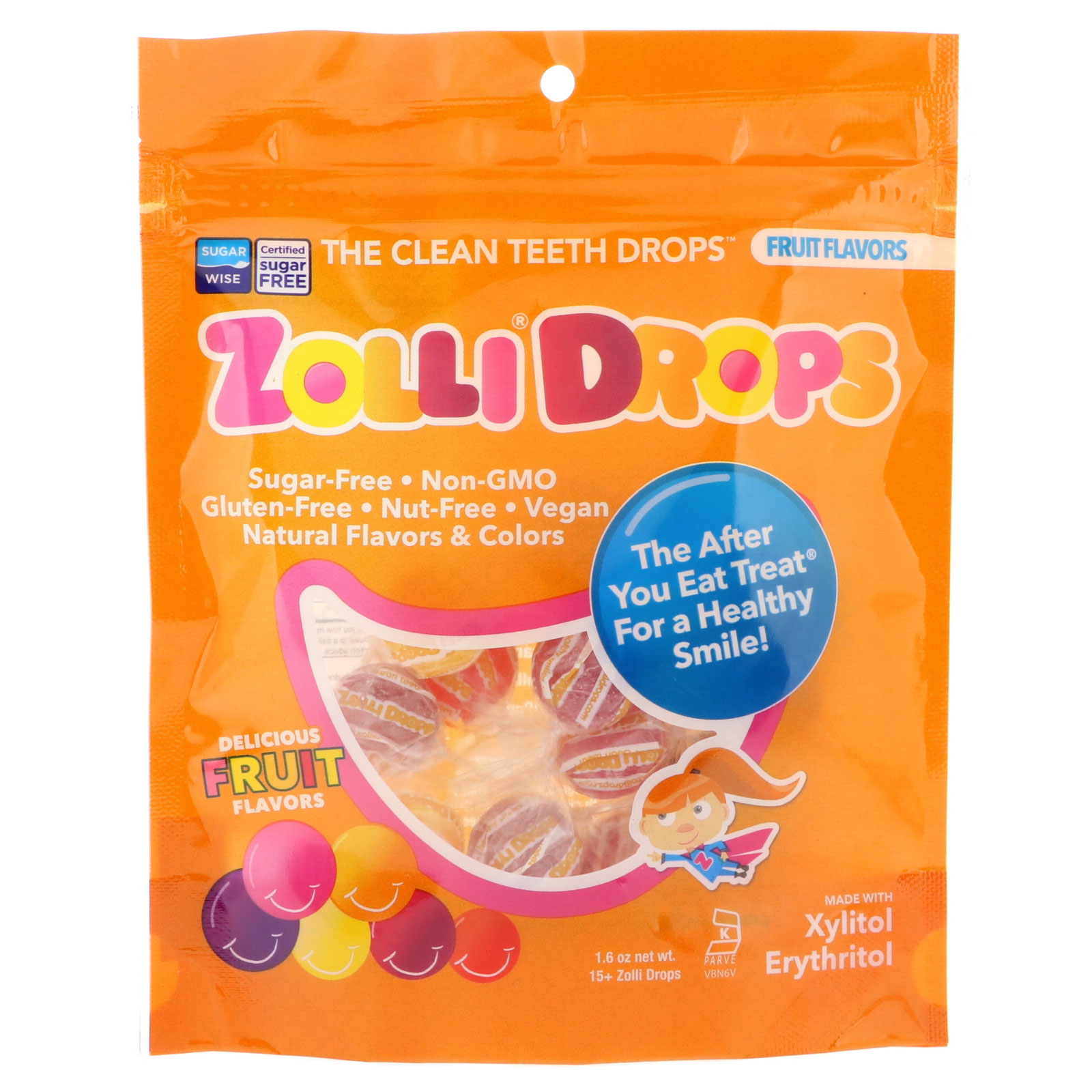 Zollipops , Zolli Drops: as pastilhas de limpeza dos dentes com sabor de frutas. Contém aproximadamente 15 unidades, 1.6 oz (45,3 g)