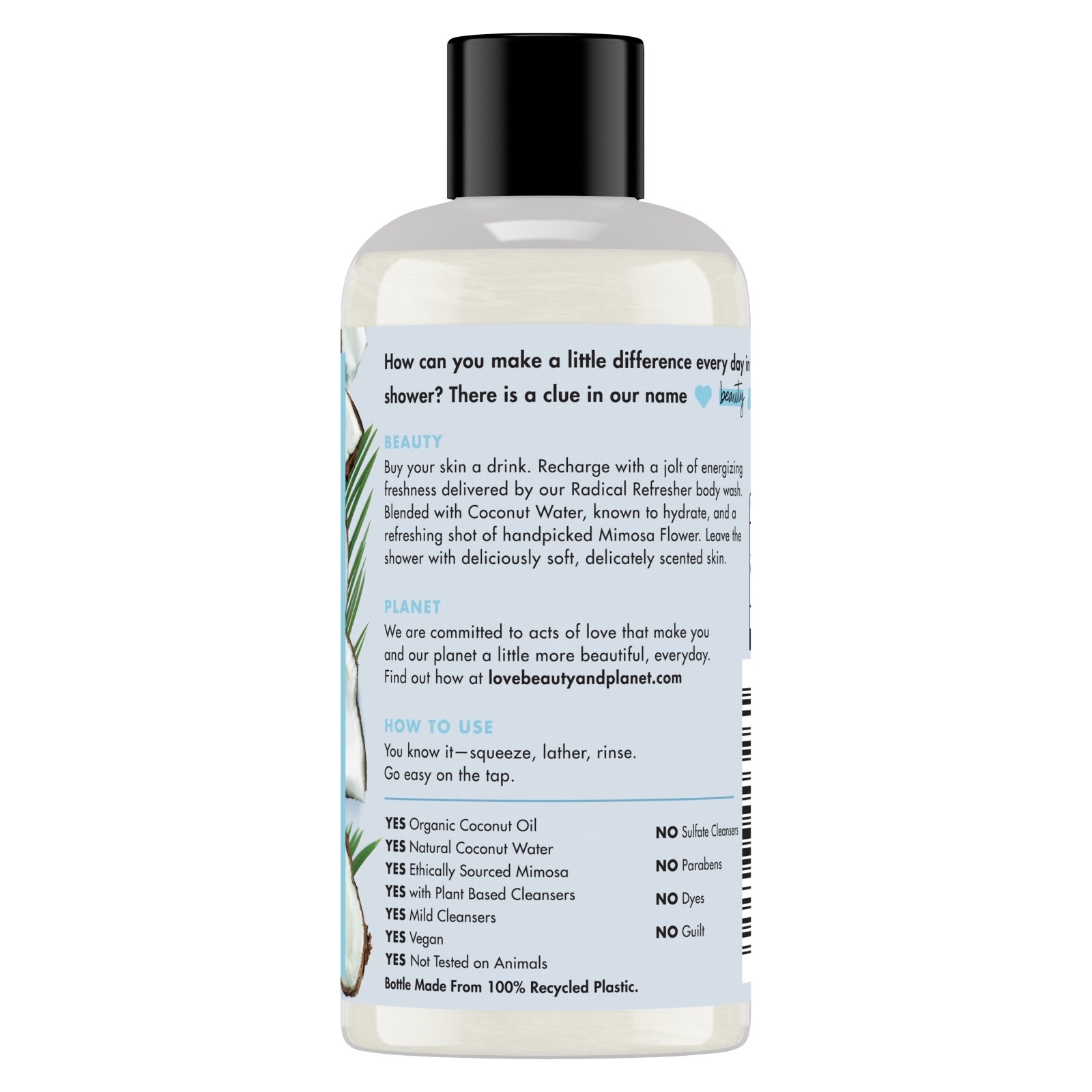 Love Beauty and Planet, Radical Refresher Body Wash, Coconut Water & Mimosa Flower, 3 fl oz (89 ml) - Imagem 2