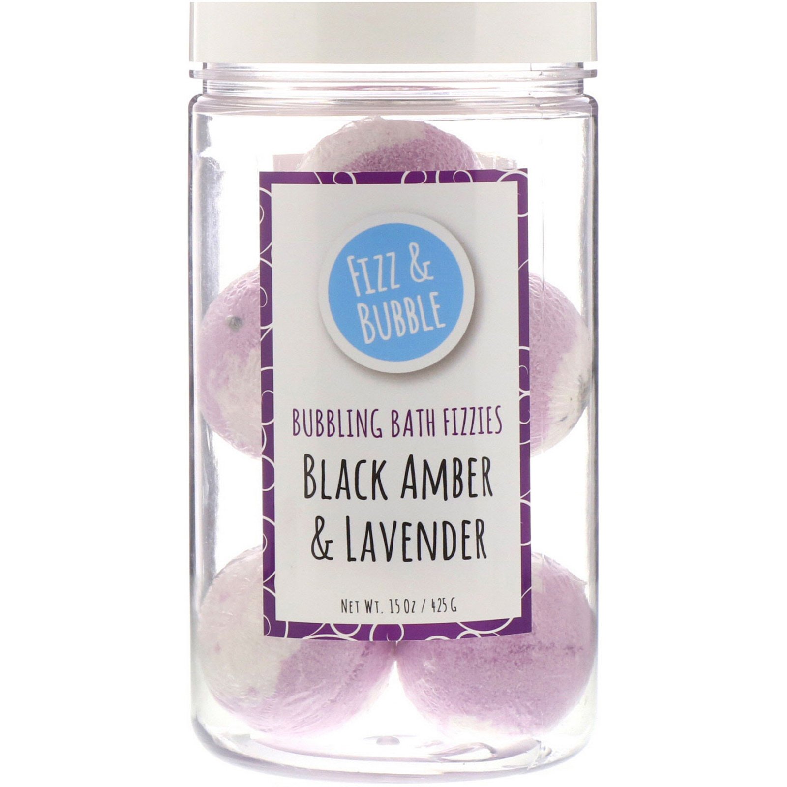 Fizz & Bubble, Esferas de banho efervescentes, Black Amber & Lavender, 15 oz (425 g)