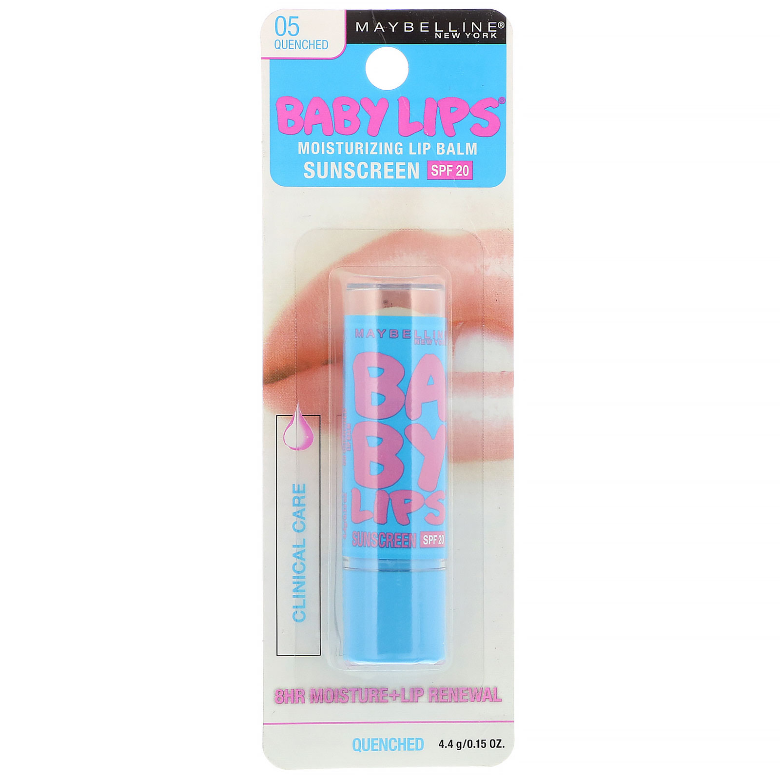 Maybelline, Baby Lips, Protetor Labial Hidratante, FPS 20, 05 Quenched, 4,4 g (0,15 oz) - Imagem 2