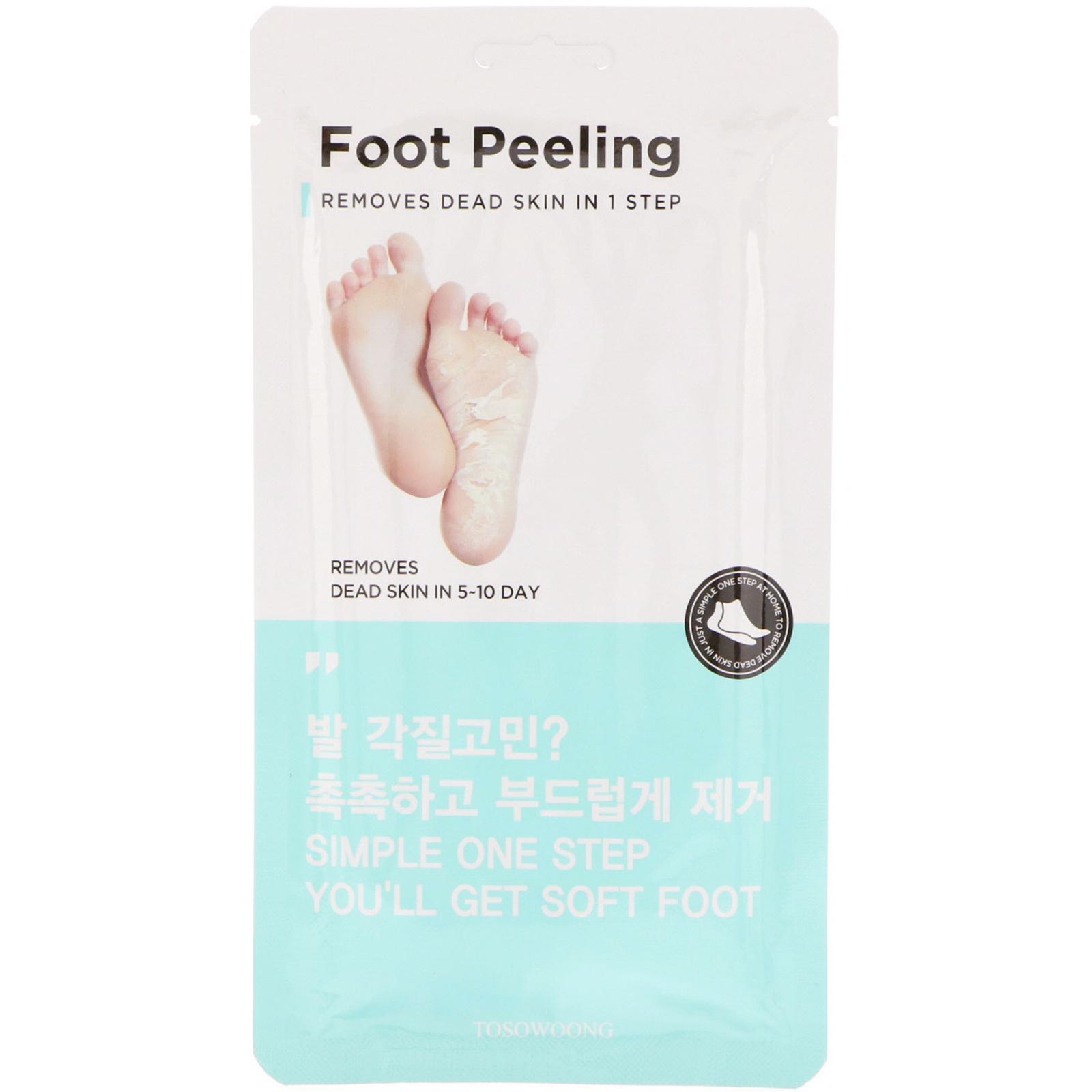 Tosowoong, Peeling para os Pés, Tamanho Normal, 2 Unidades, 20 g Cada