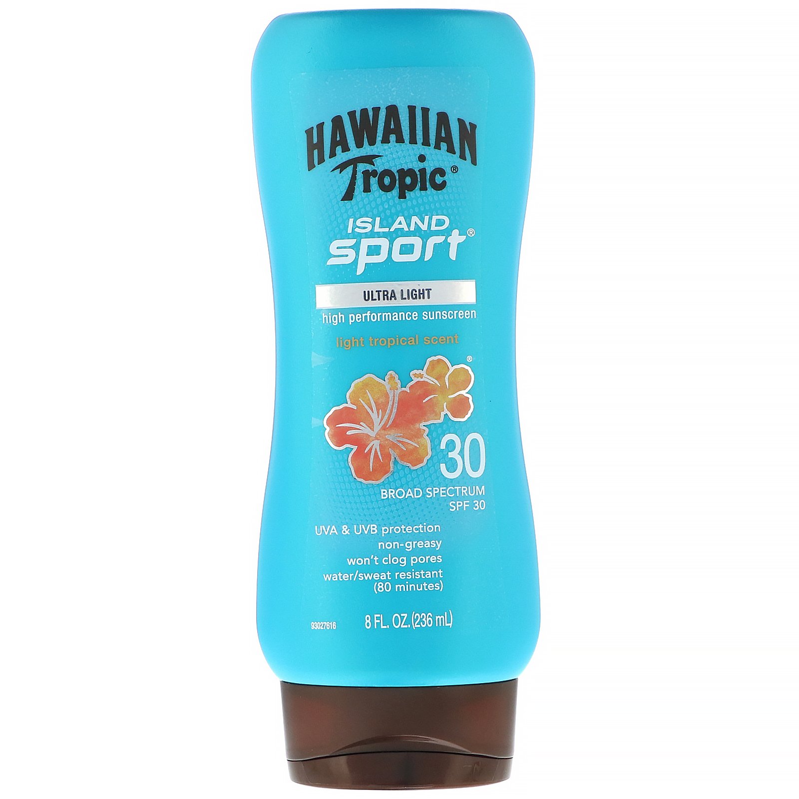 Hawaiian Tropic, Island Sport, Protetor solar de alto desempenho, FPS 30, Aroma tropical leve, 236 ml
