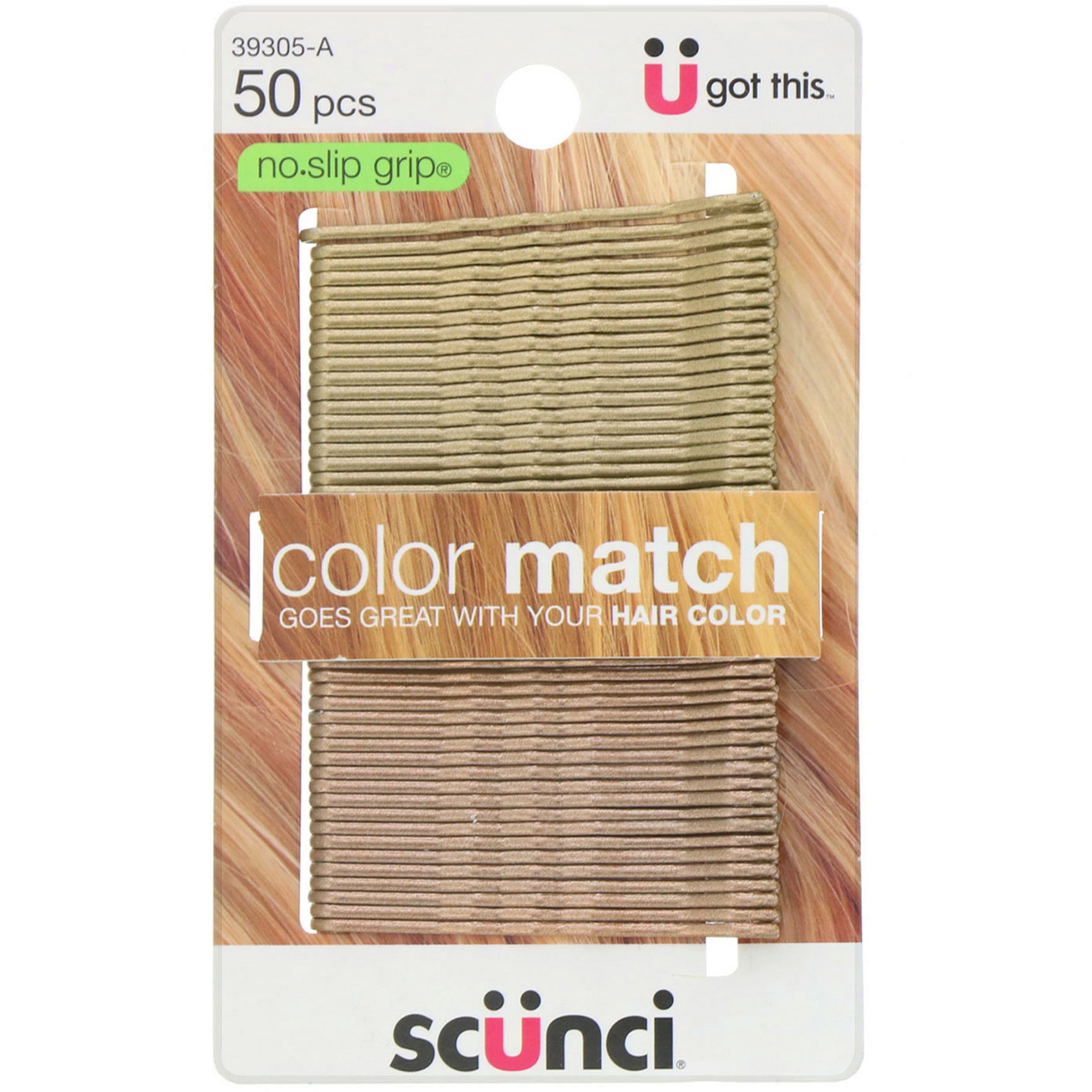 Scunci, Grampos No Slip Grip que combinam com a cor dos seus cabelos, loiros, 50 unidades