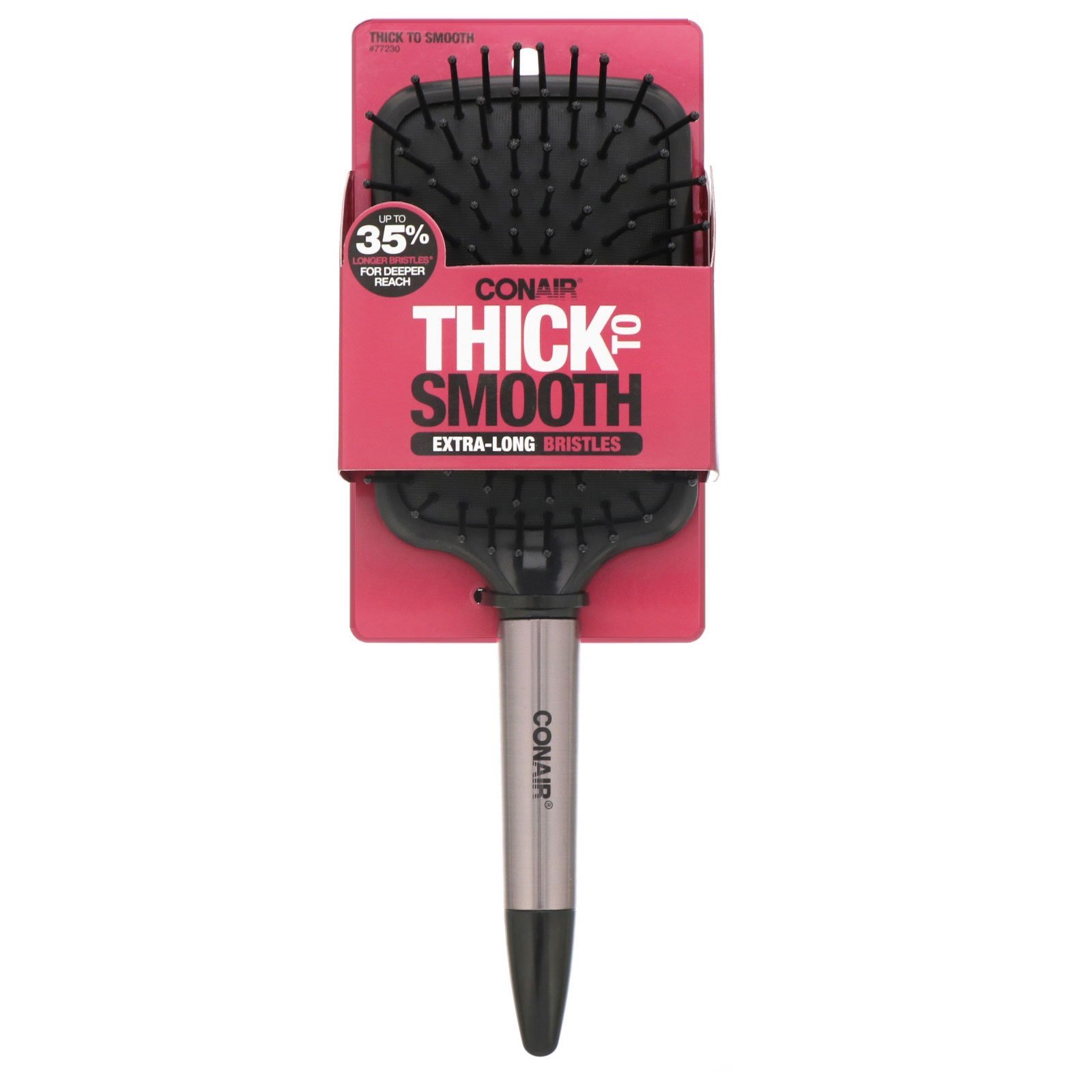 Conair, Thick to Smooth, cerdas extralongas, escova de cabelo raquete, 1 escova - Imagem 2