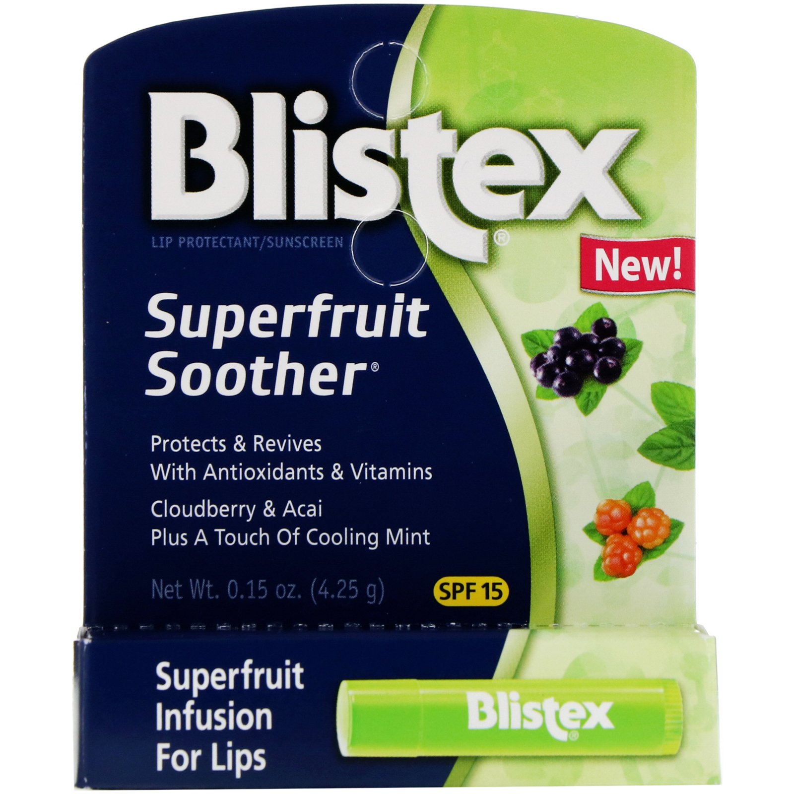 Blistex, Superfruit Soother, Lip Protectant/Sunscreen, SPF 15, 0.15 oz (4.25 g) - Imagem 2