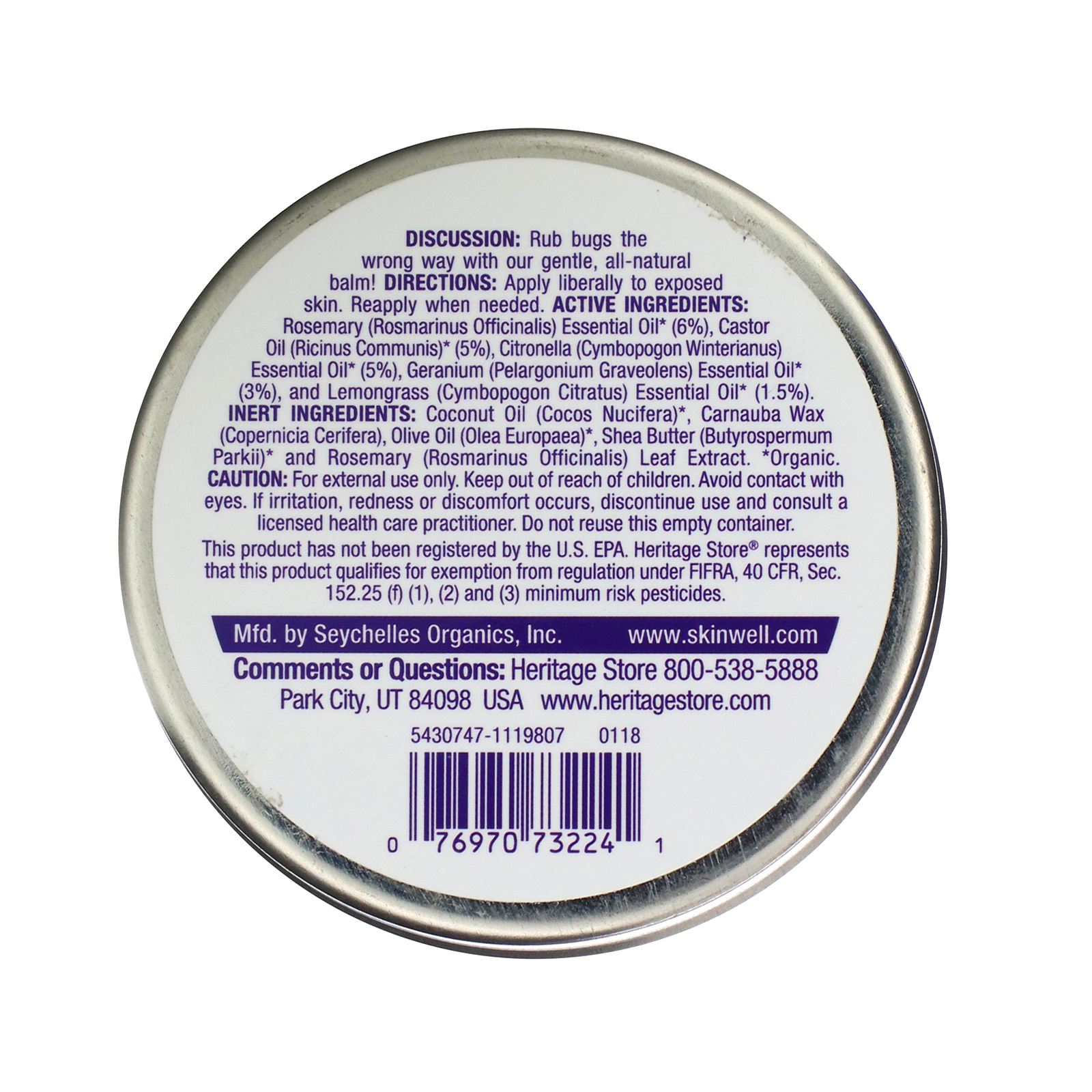 Heritage Store, Bug Off, Natural Insect Repellent, 2.65 oz (75 g) - Imagem 2