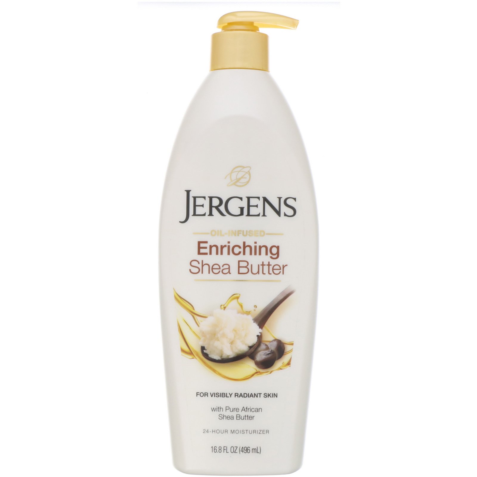 Jergens, Hidratante enriquecido com manteiga de karité, com infusão de óleo, 496 ml