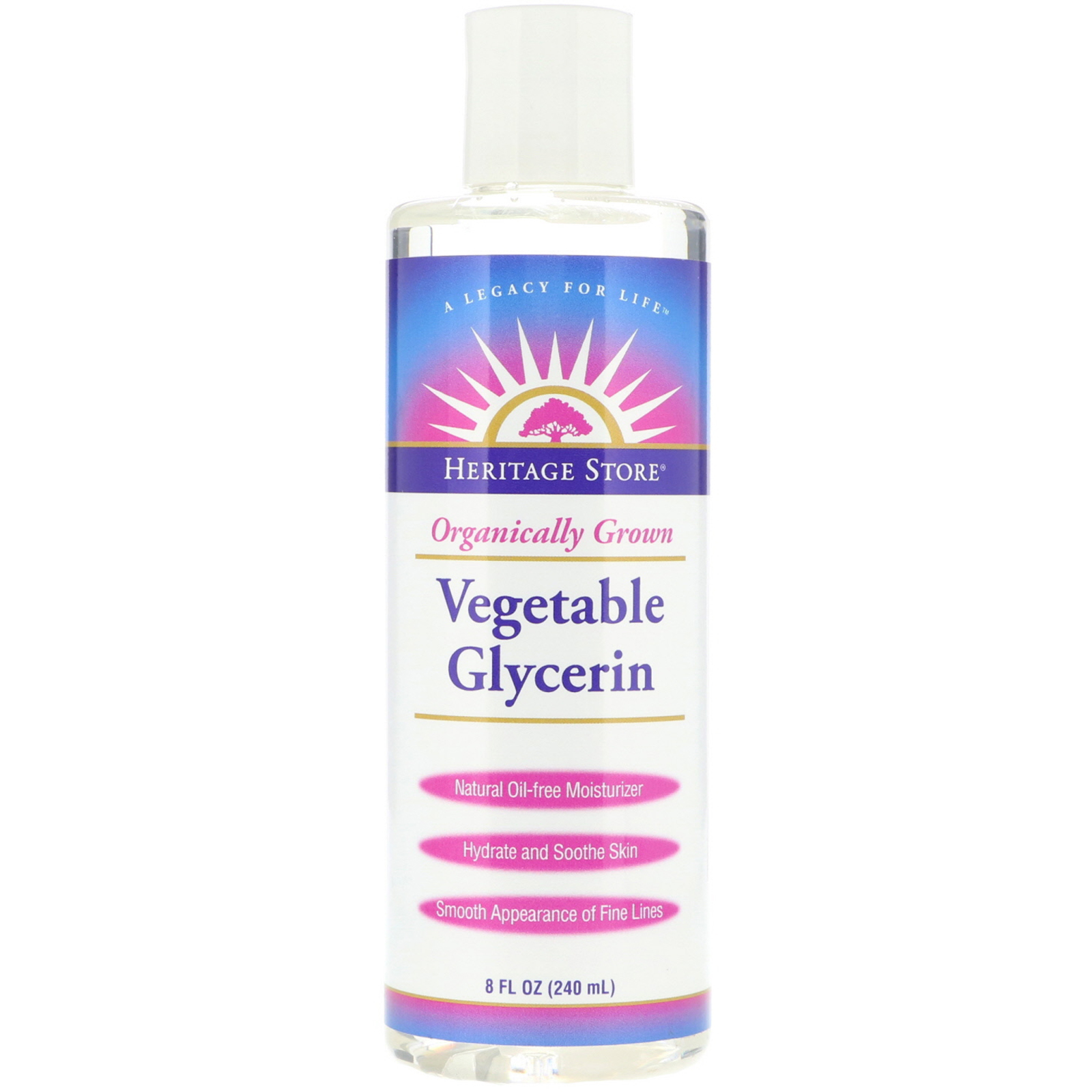 Heritage Store, Glicerina Vegetal, Hidratante Natural sem Óleo, 240 ml