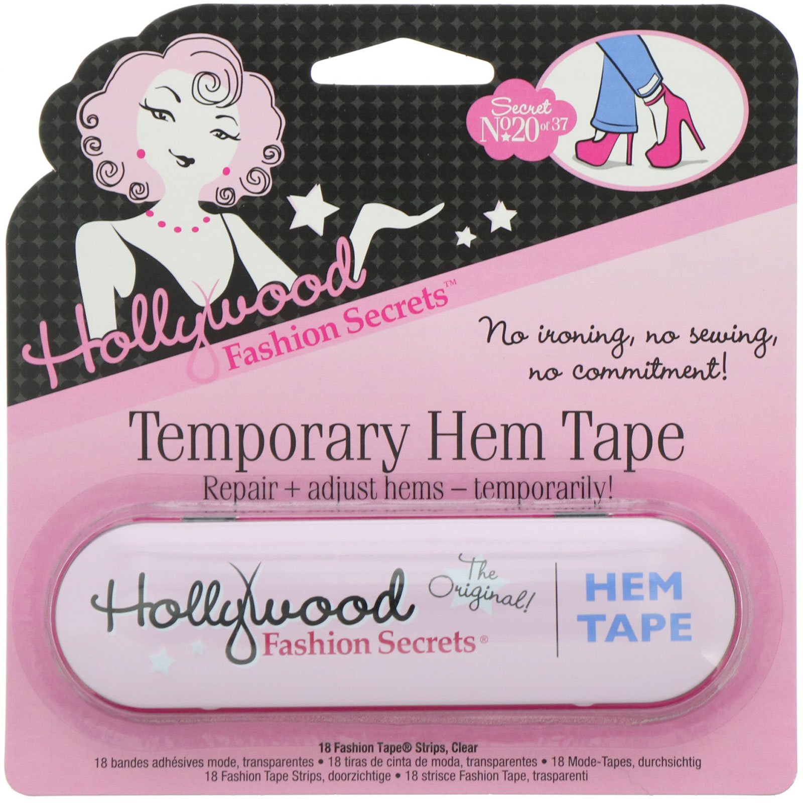 Hollywood Fashion Secrets, Temporary Hem Tape, 18 Fabric-Friendly Adhesive Strips