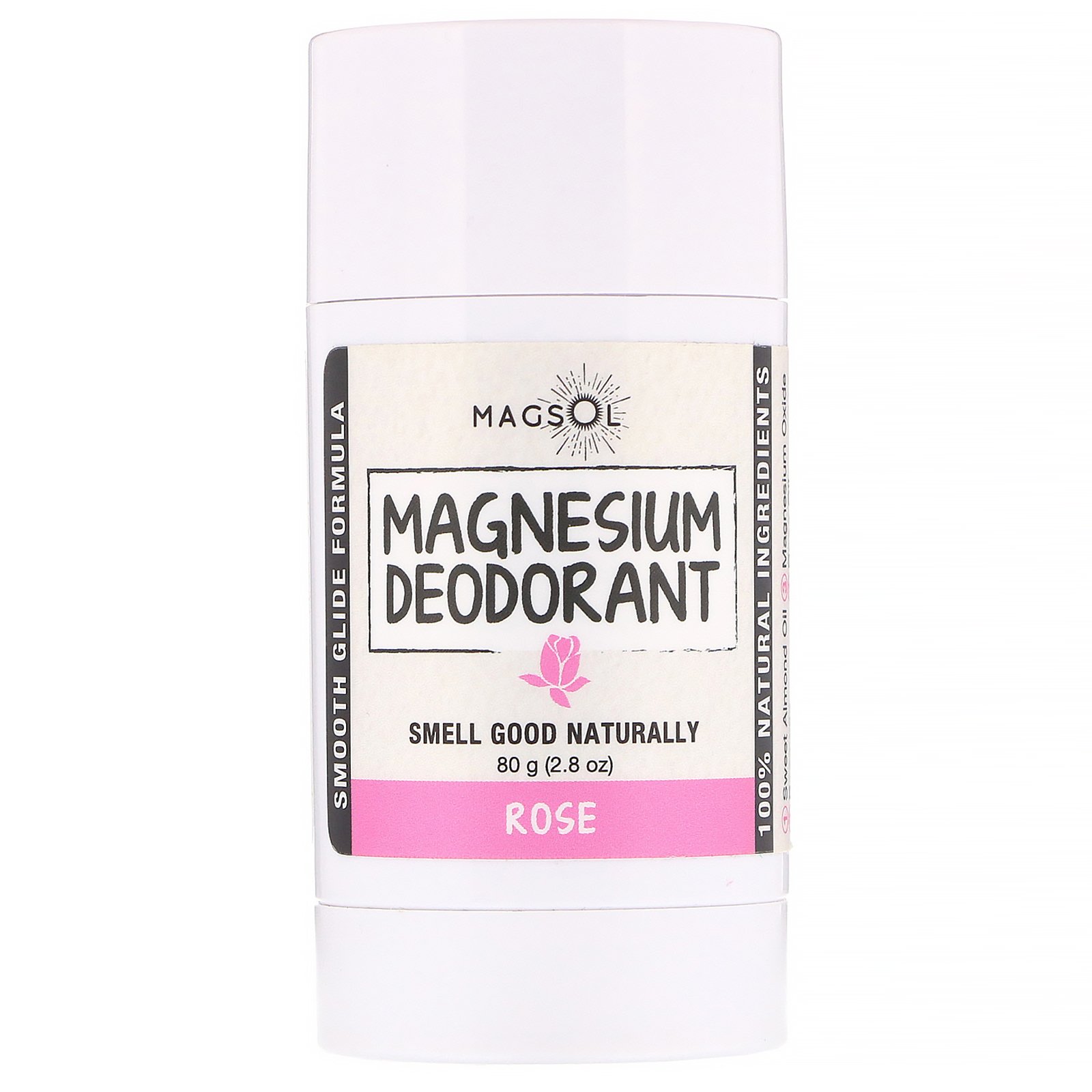 Magsol, Desodorante de Magnésio, Rosas, 2,8 oz (80 g)
