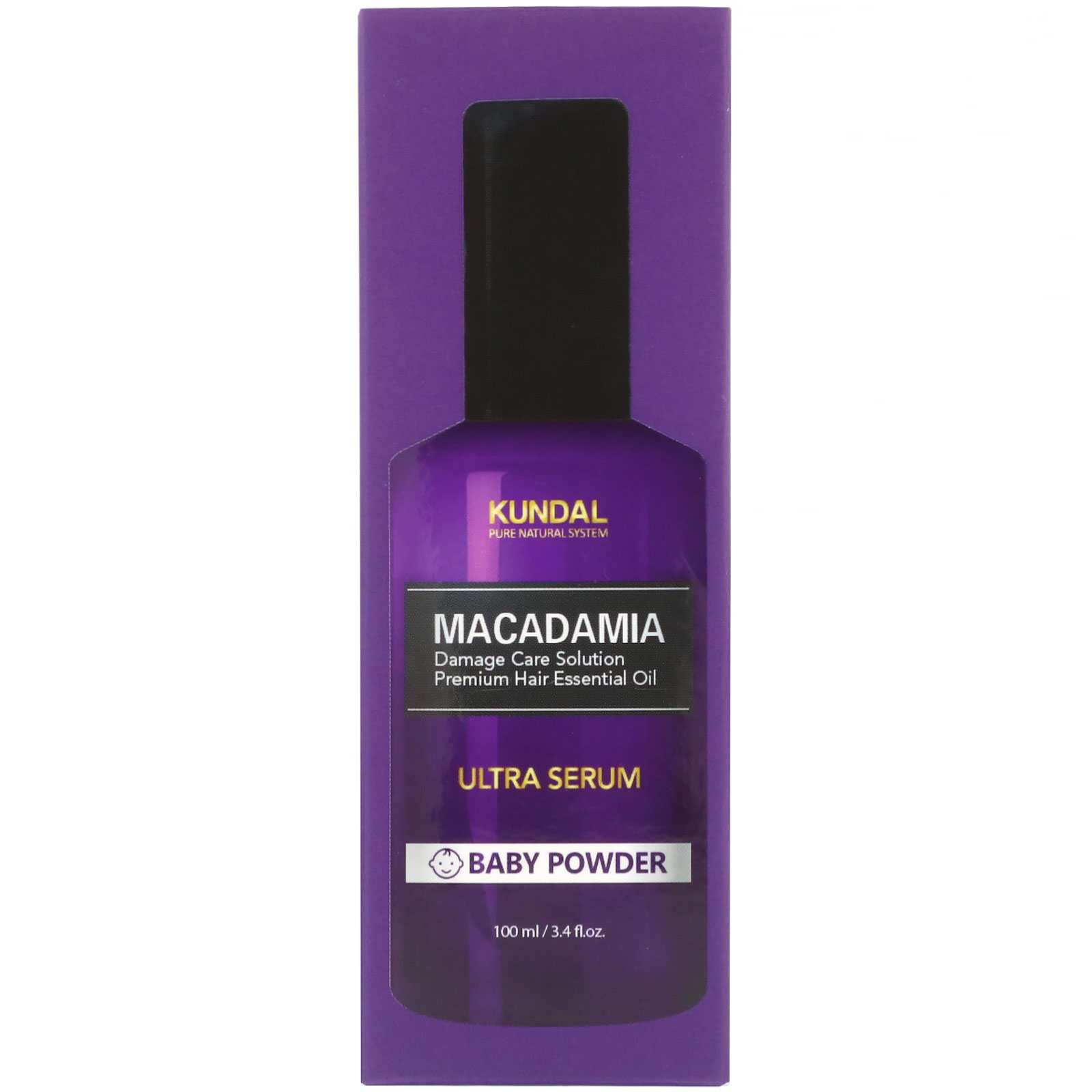 Kundal, Macadamia, Ultra Serum, Baby Powder, 3.4 fl oz (100 ml) - Imagem 2